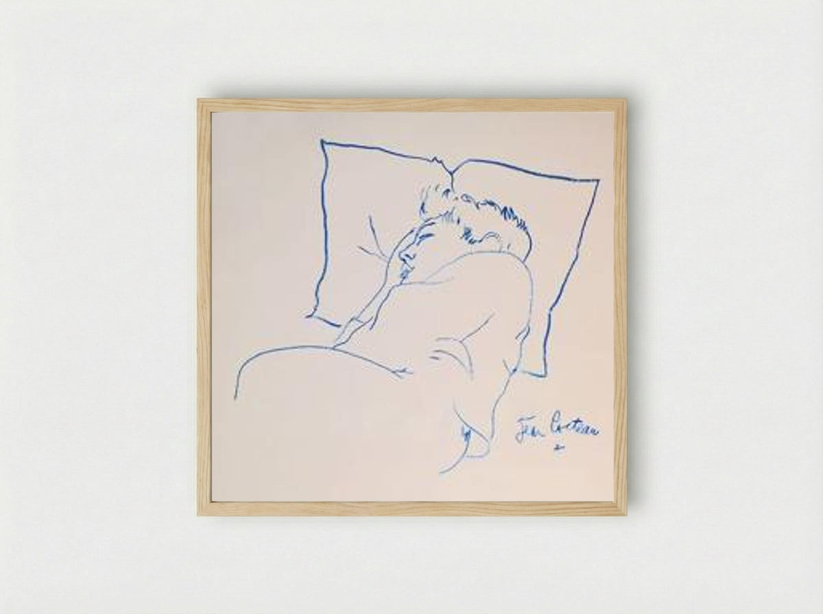 Raymond Radiguet sleeping - Jean Cocteau - Framed Print Wood