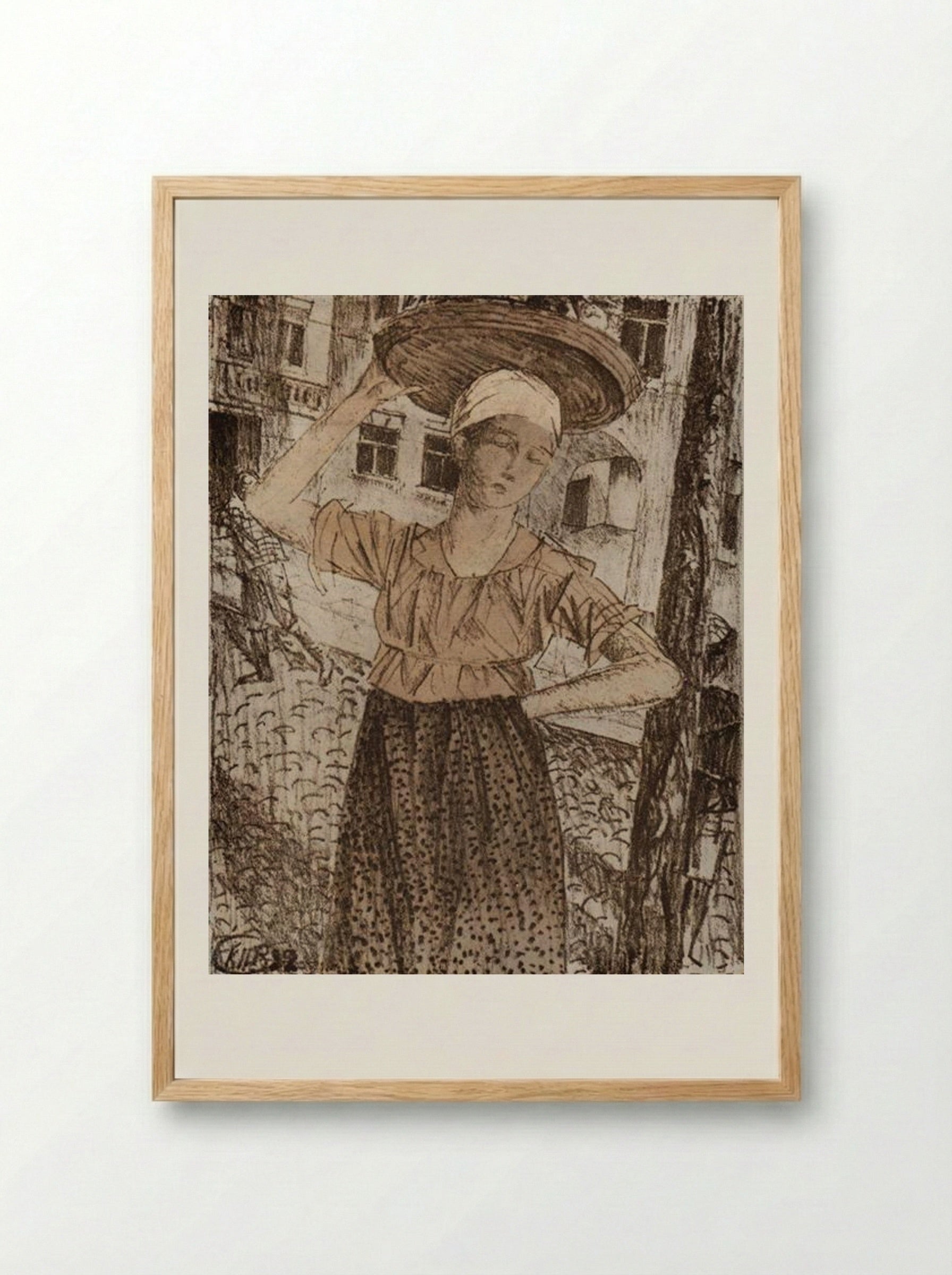 Raznoschitsa (The Delivery Girl) - Kuzma Petrov-Vodkin - Framed Print Wood