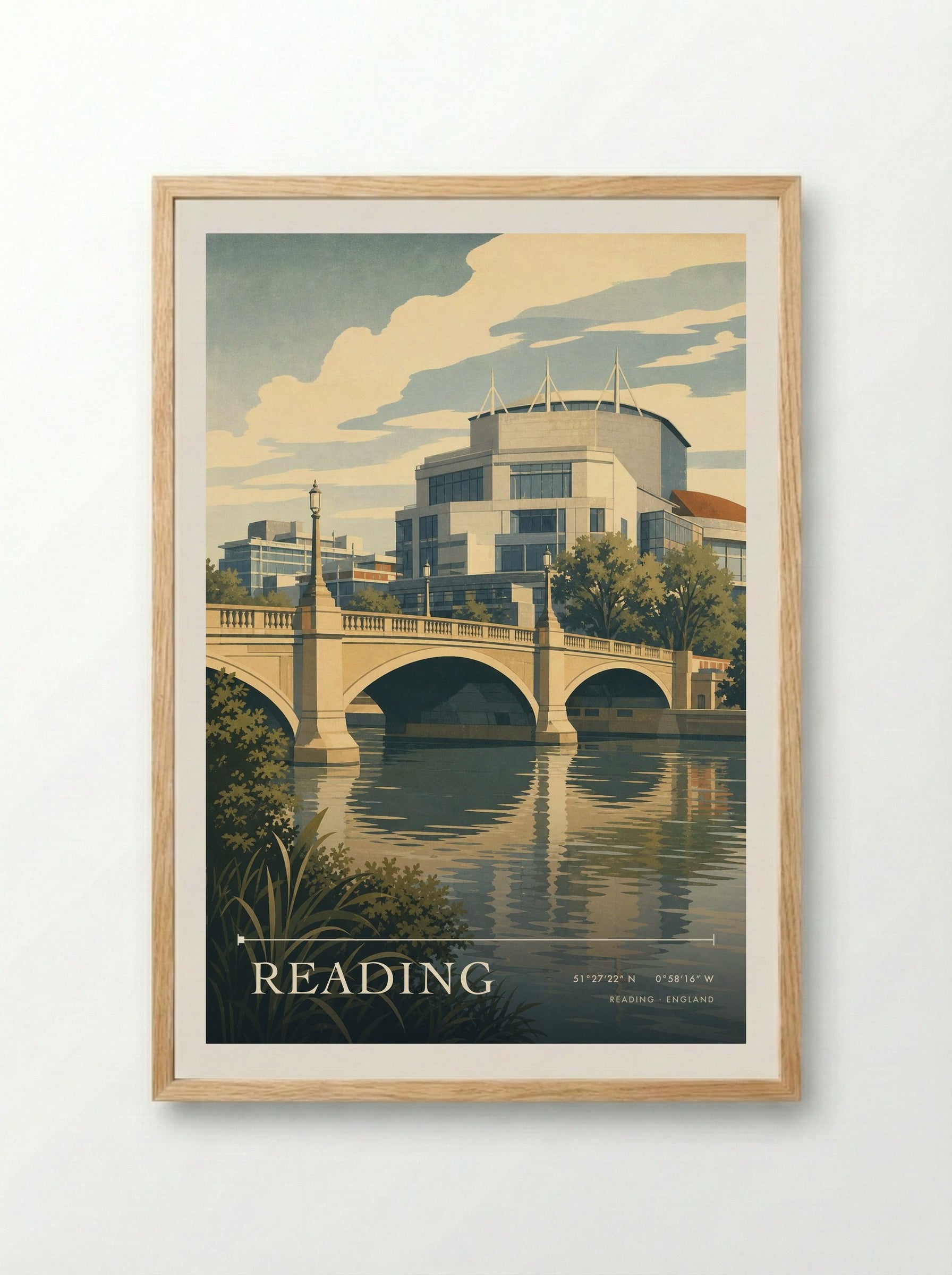 Reading England Travel Poster - Framed Print Wood