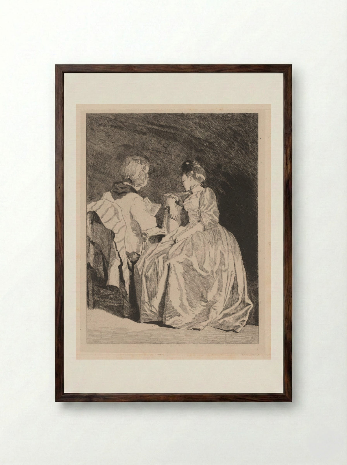 Reading (Jules de Goncourt) - Jules de Goncourt - Framed Print Dark Wood