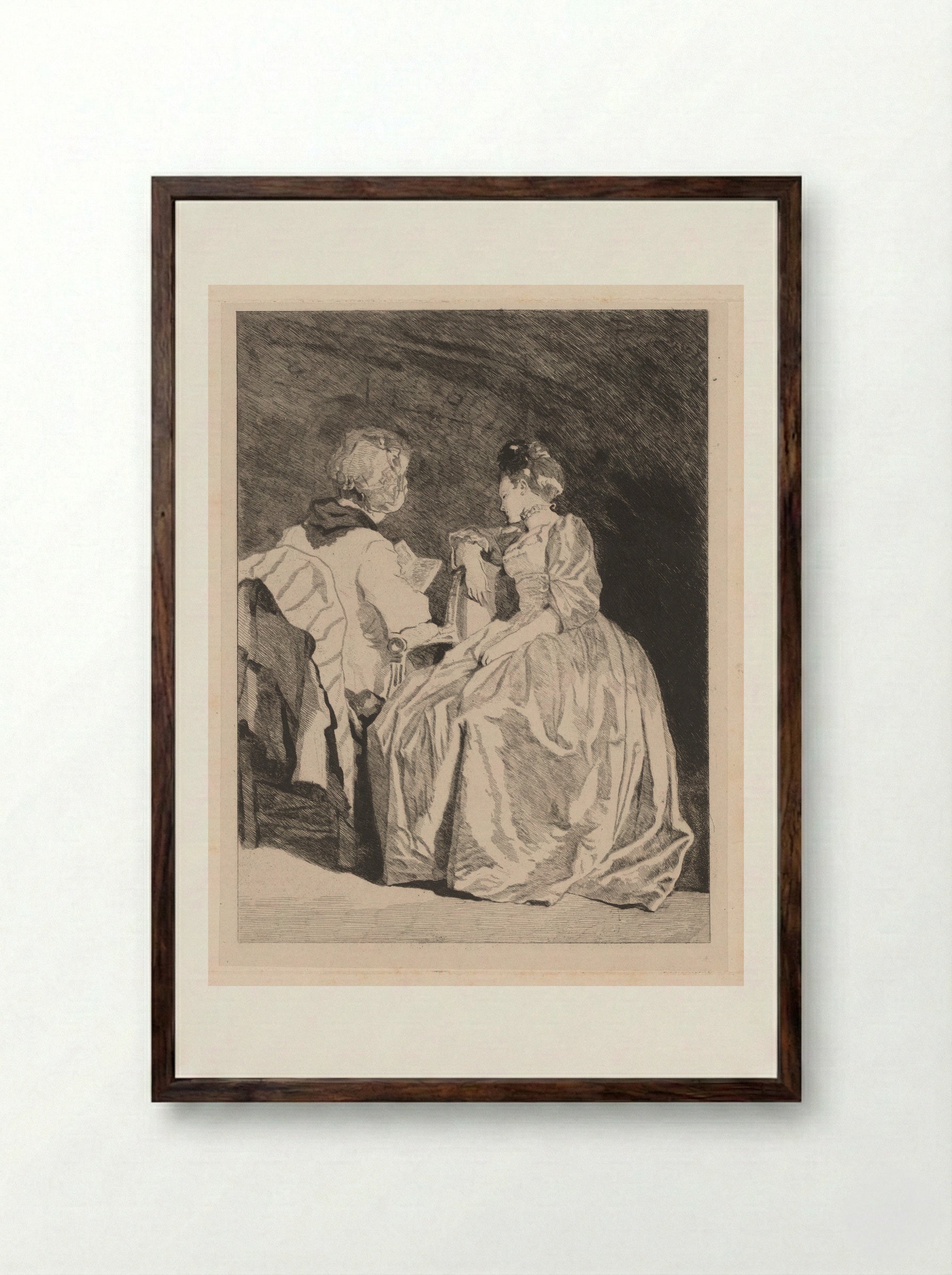 Reading (Jules de Goncourt) - Jules de Goncourt - Framed Print Dark Wood