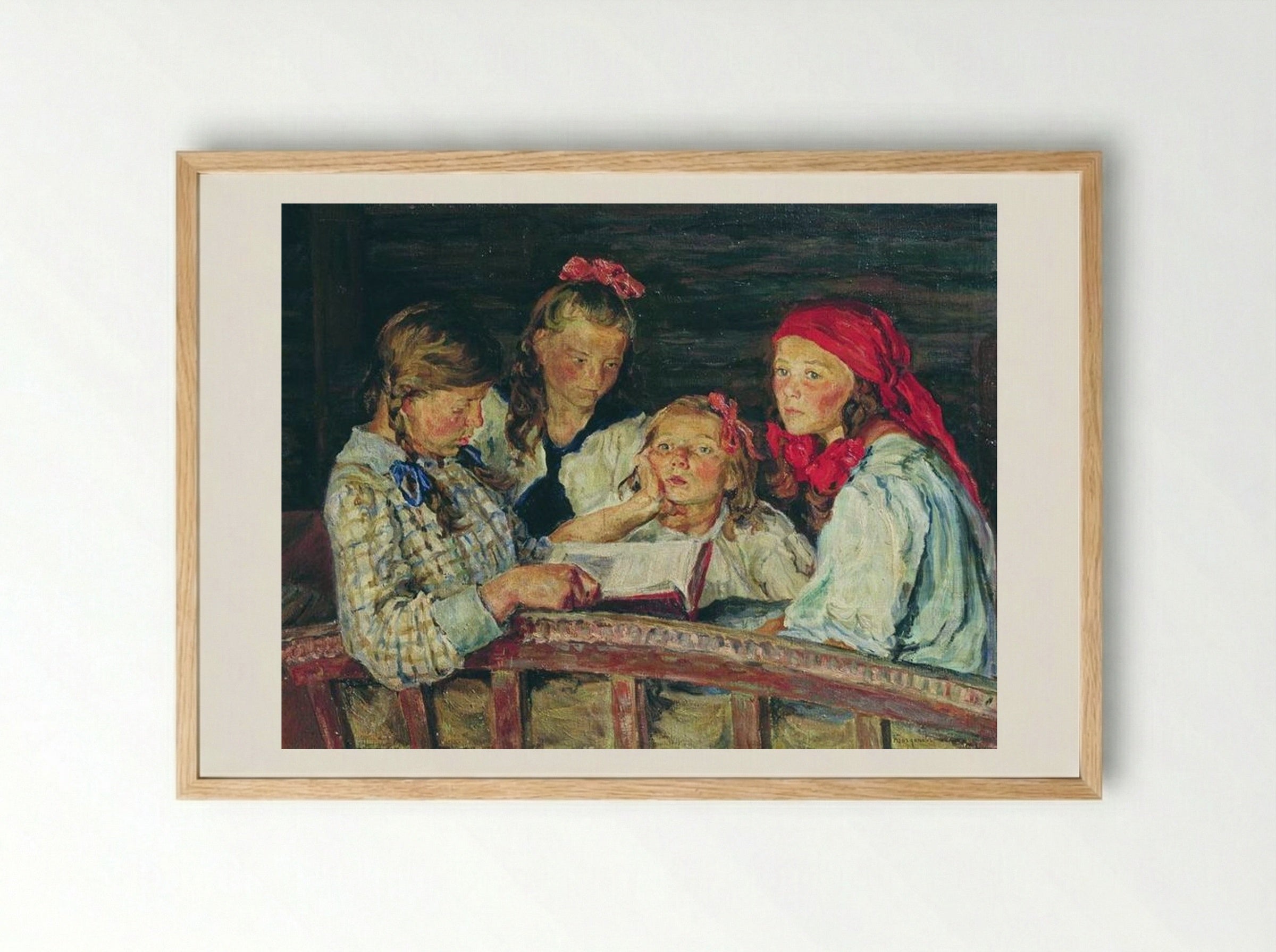 Reading a Book - Nikolay Bogdanov-Belsky - Framed Print Wood
