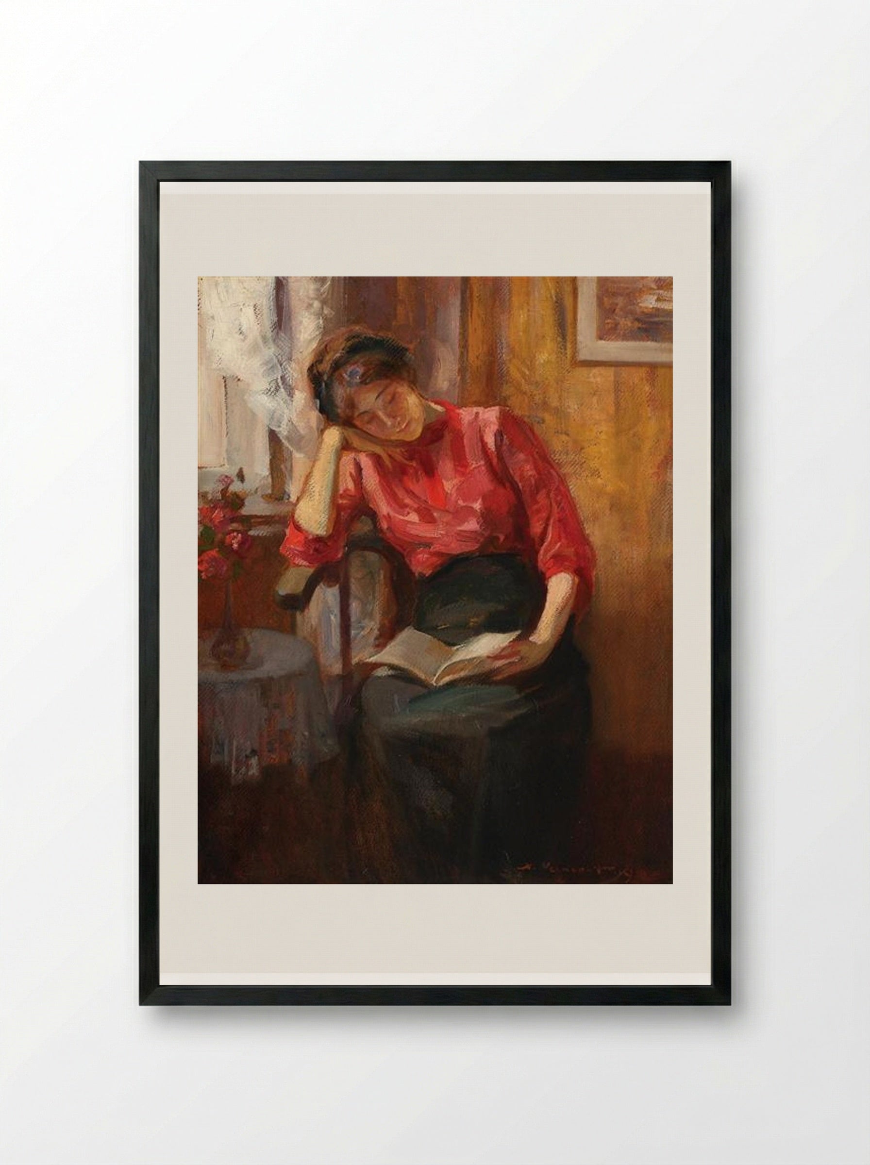 Reading - Nicolae Vermont - Framed Print Black