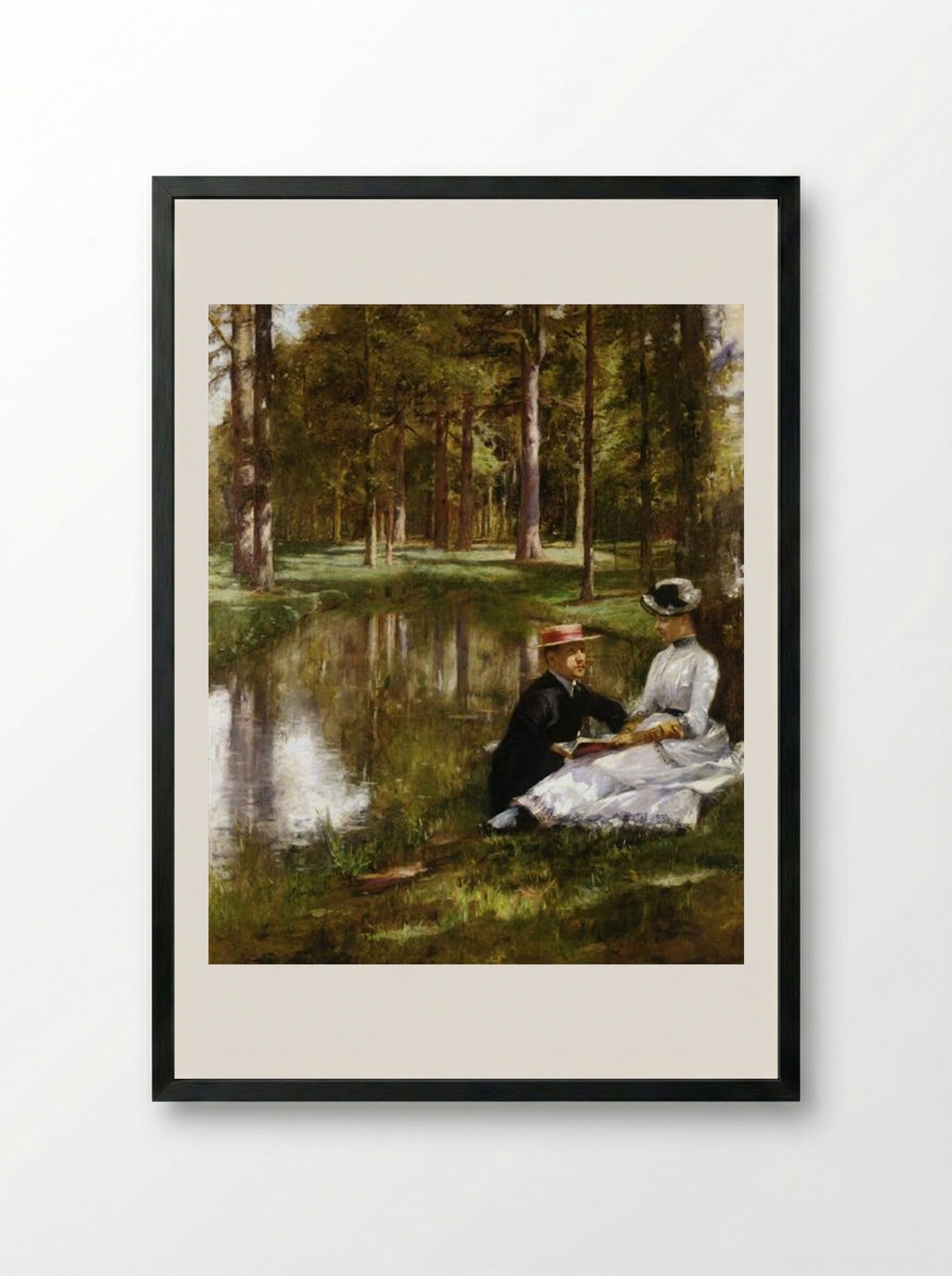 Reading - Julius LeBlanc Stewart - Framed Print Black