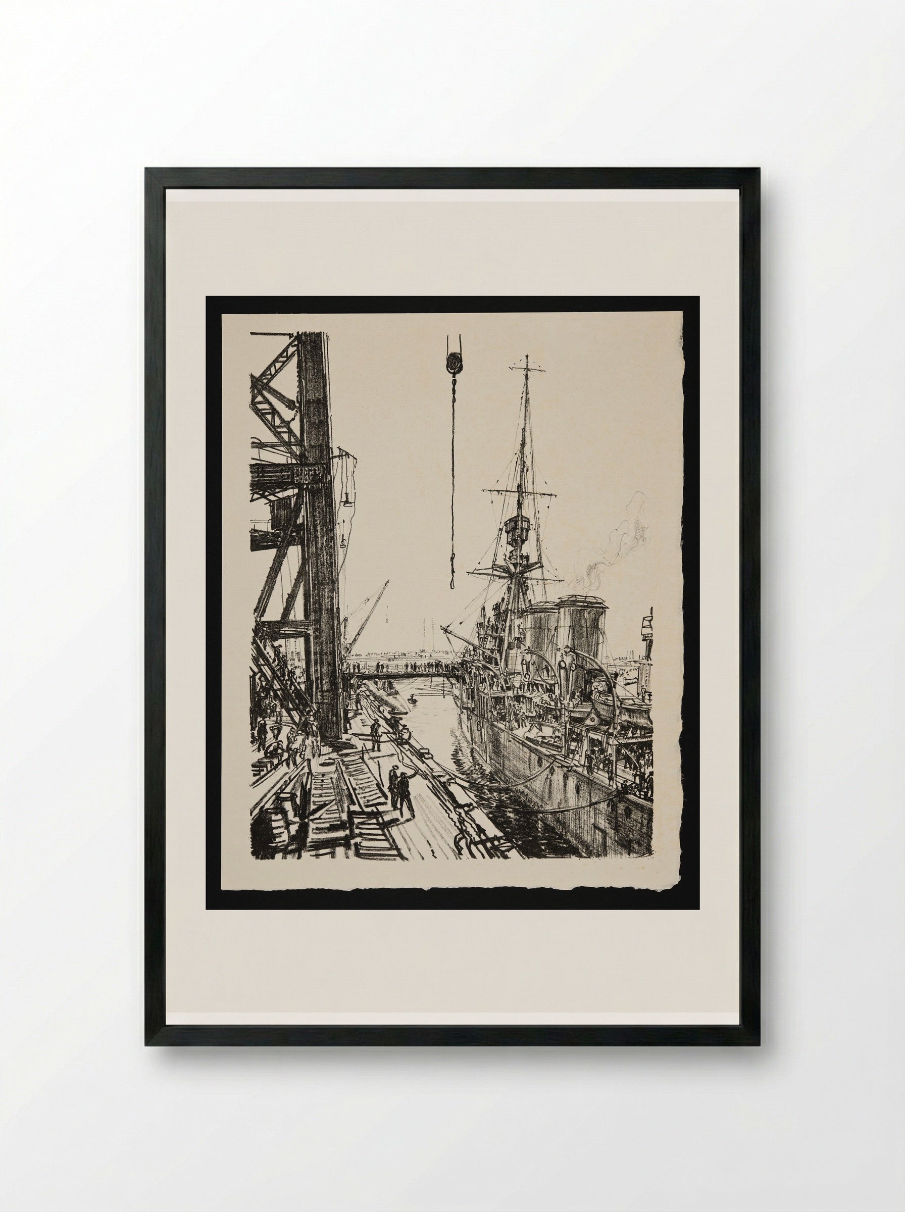 Ready for Sea - Sir Muirhead Bone - Framed Print Black