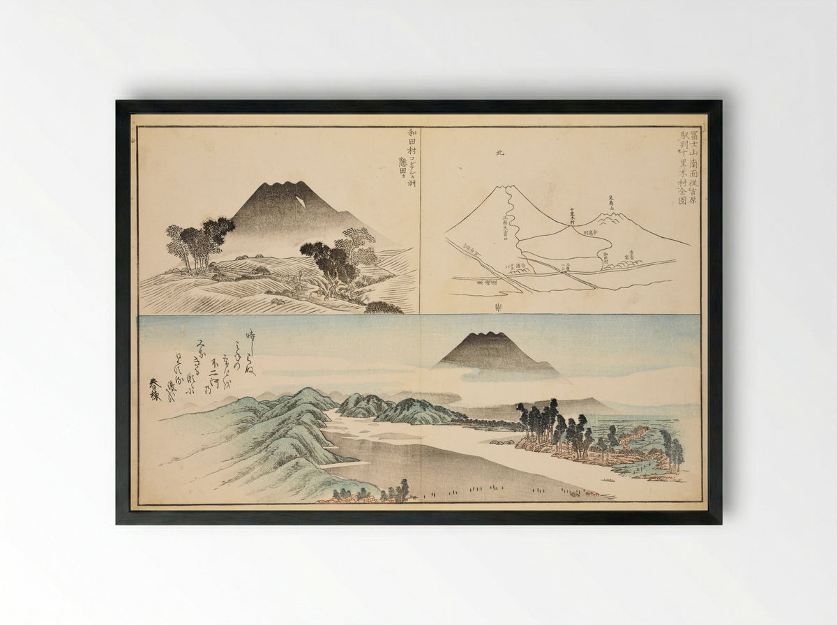 Realistic Pictures of Mount Fuji - Koizumi Daizan - Framed Print Black