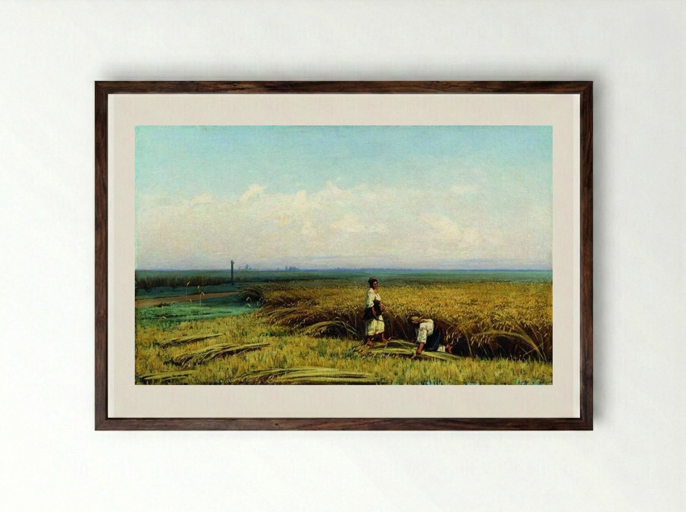 Reaping - Volodymyr Orlovsky - Framed Print Dark Wood