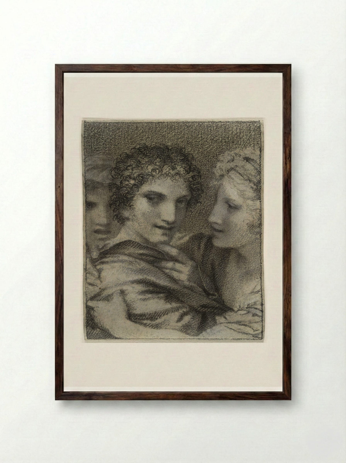 Reason Speaks and Pleasure Carries One Away - Pierre-Paul Prud'hon - Framed Print Dark Wood