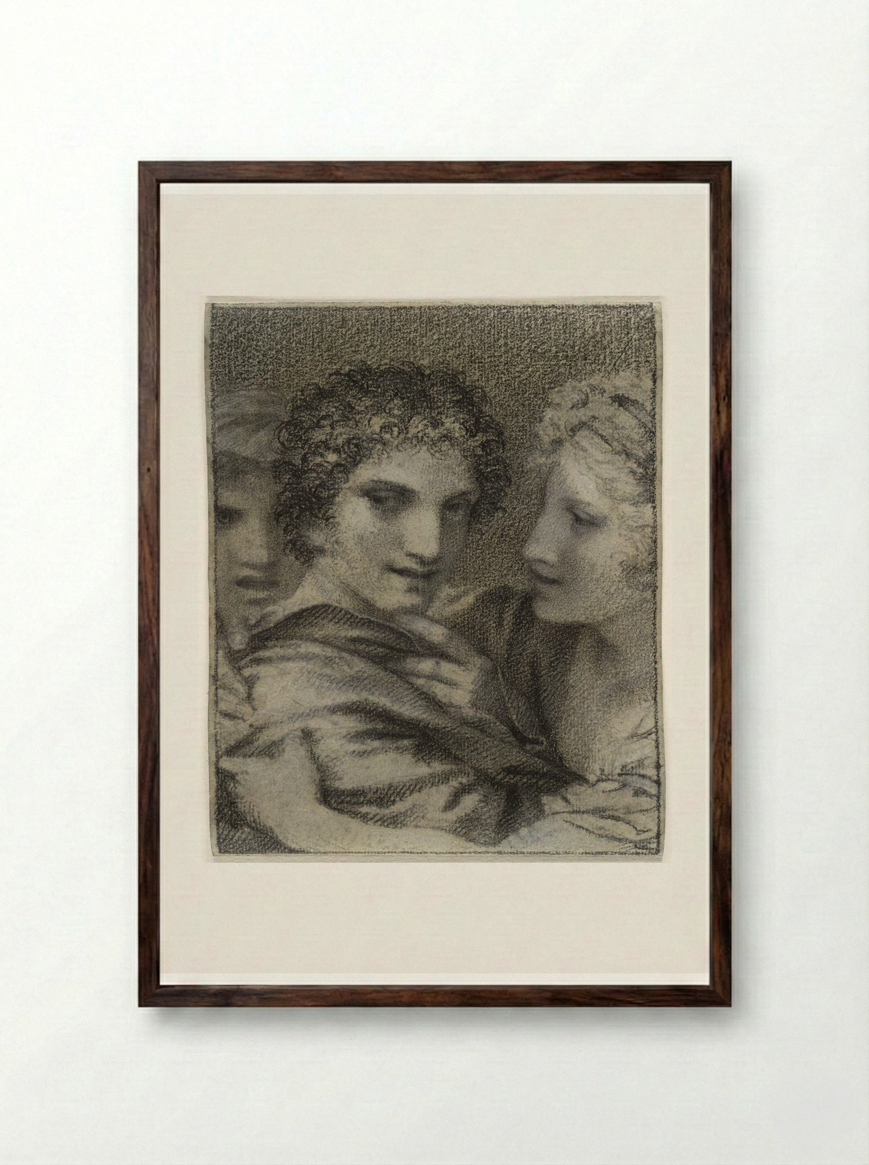 Reason Speaks and Pleasure Carries One Away - Pierre-Paul Prud'hon - Framed Print Dark Wood
