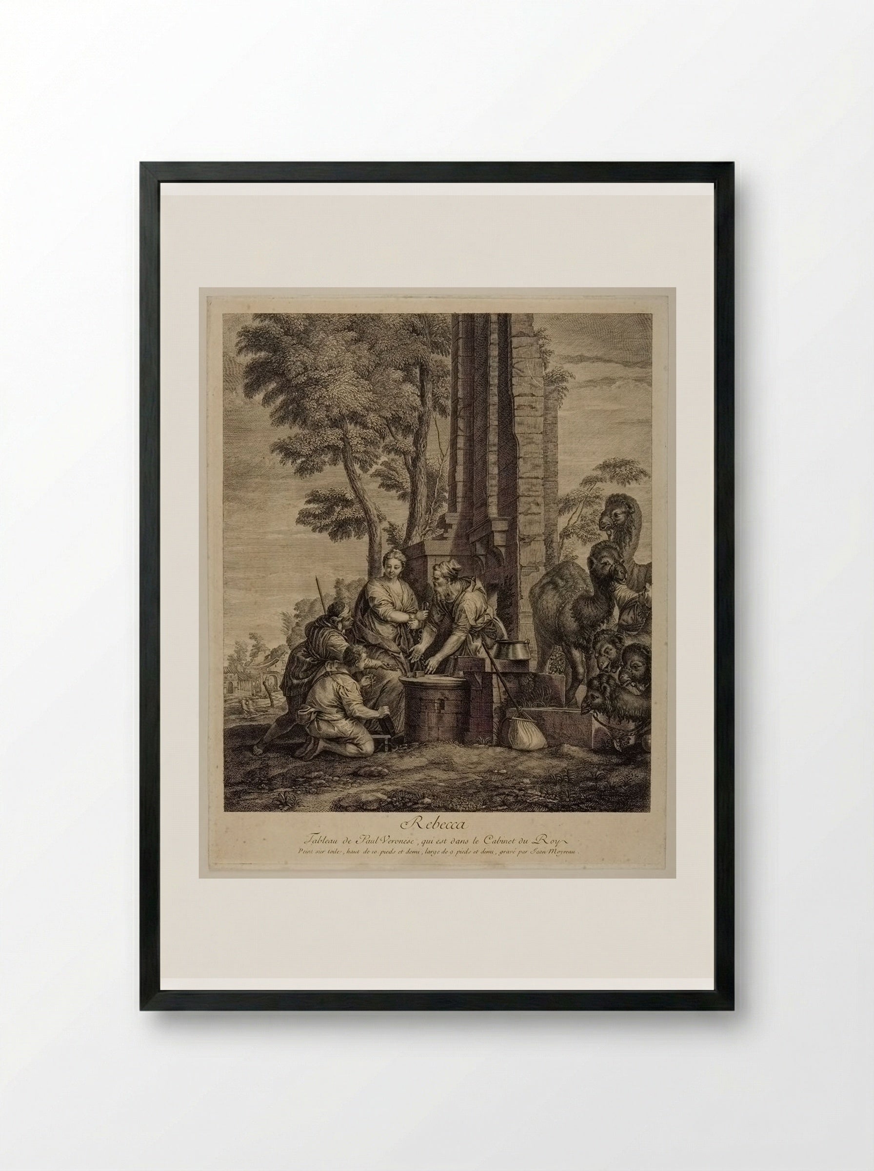Rebecca and Eliezer - Jean Moyreau - Framed Print Black