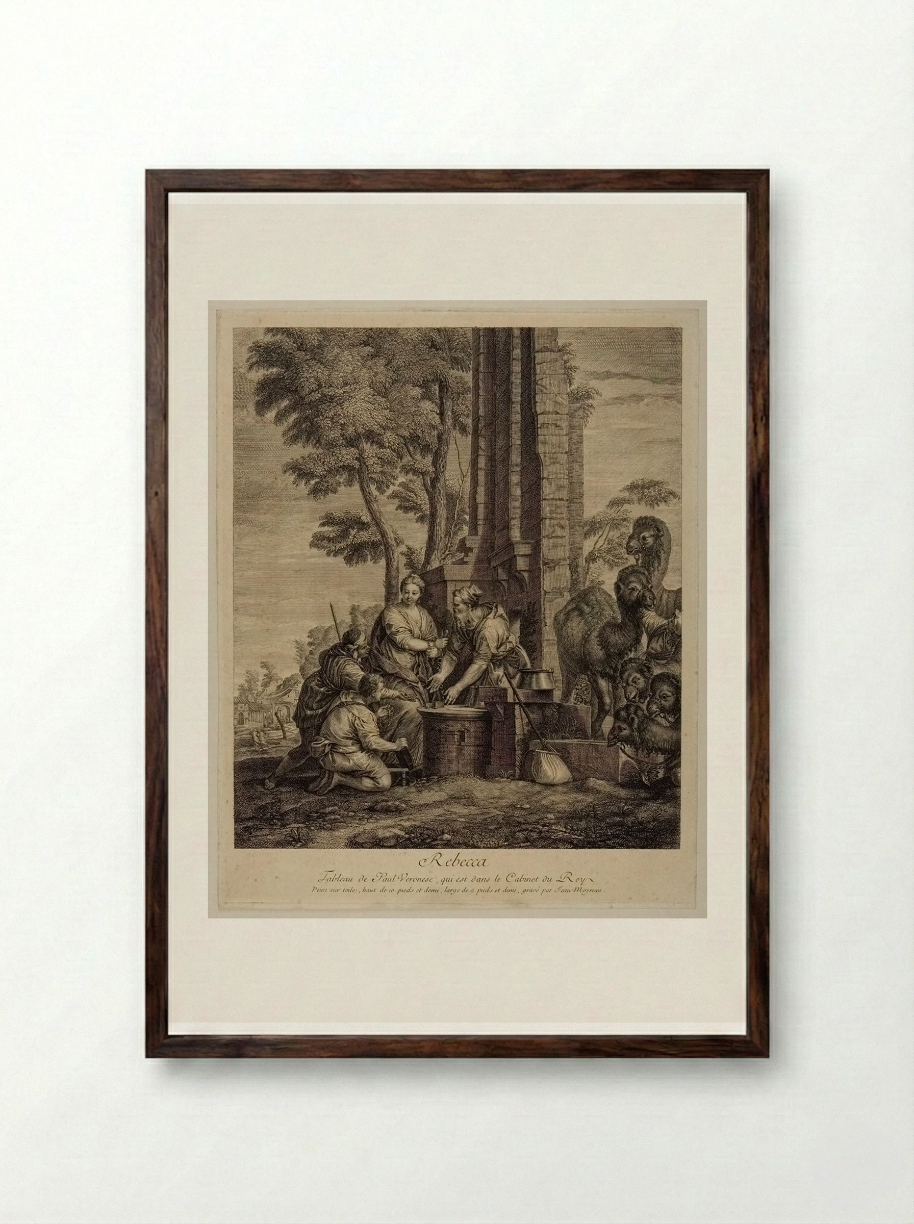 Rebecca and Eliezer - Jean Moyreau - Framed Print Dark Wood