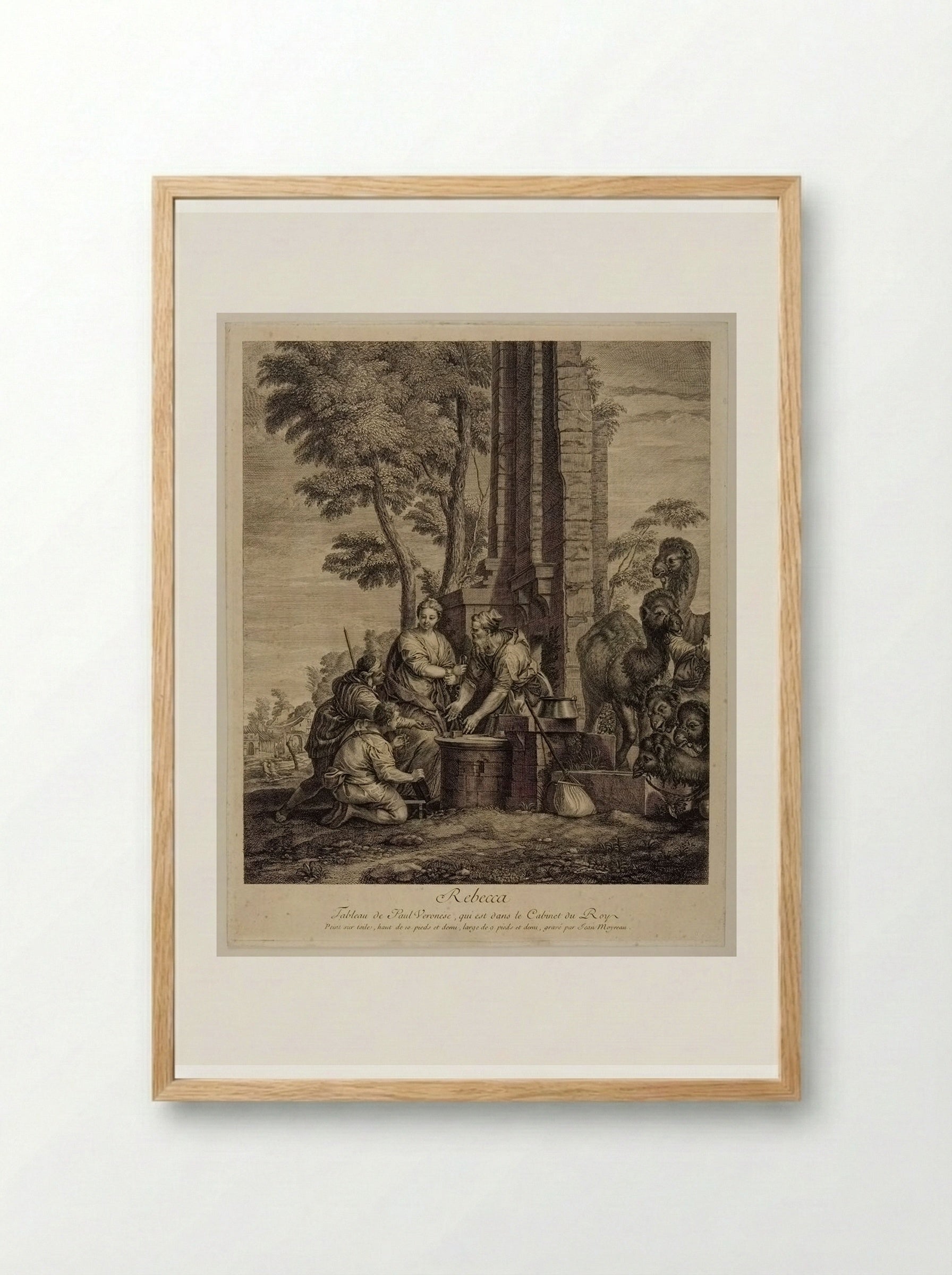 Rebecca and Eliezer - Jean Moyreau - Framed Print Wood