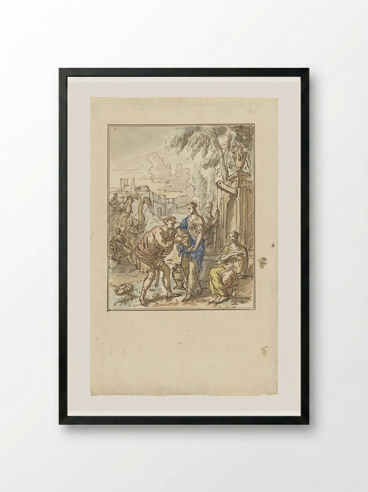 Rebekka geeft Eliëzer te drinken - Elias van Nijmegen - Framed Print Black