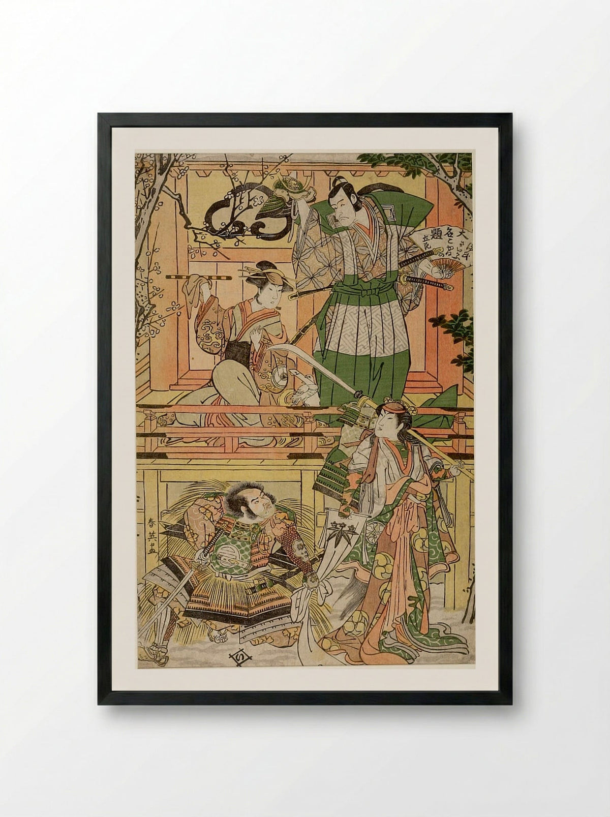 Rebuilt Prosperity of Tachibana - Katsukawa Shun'ei - Framed Print Black
