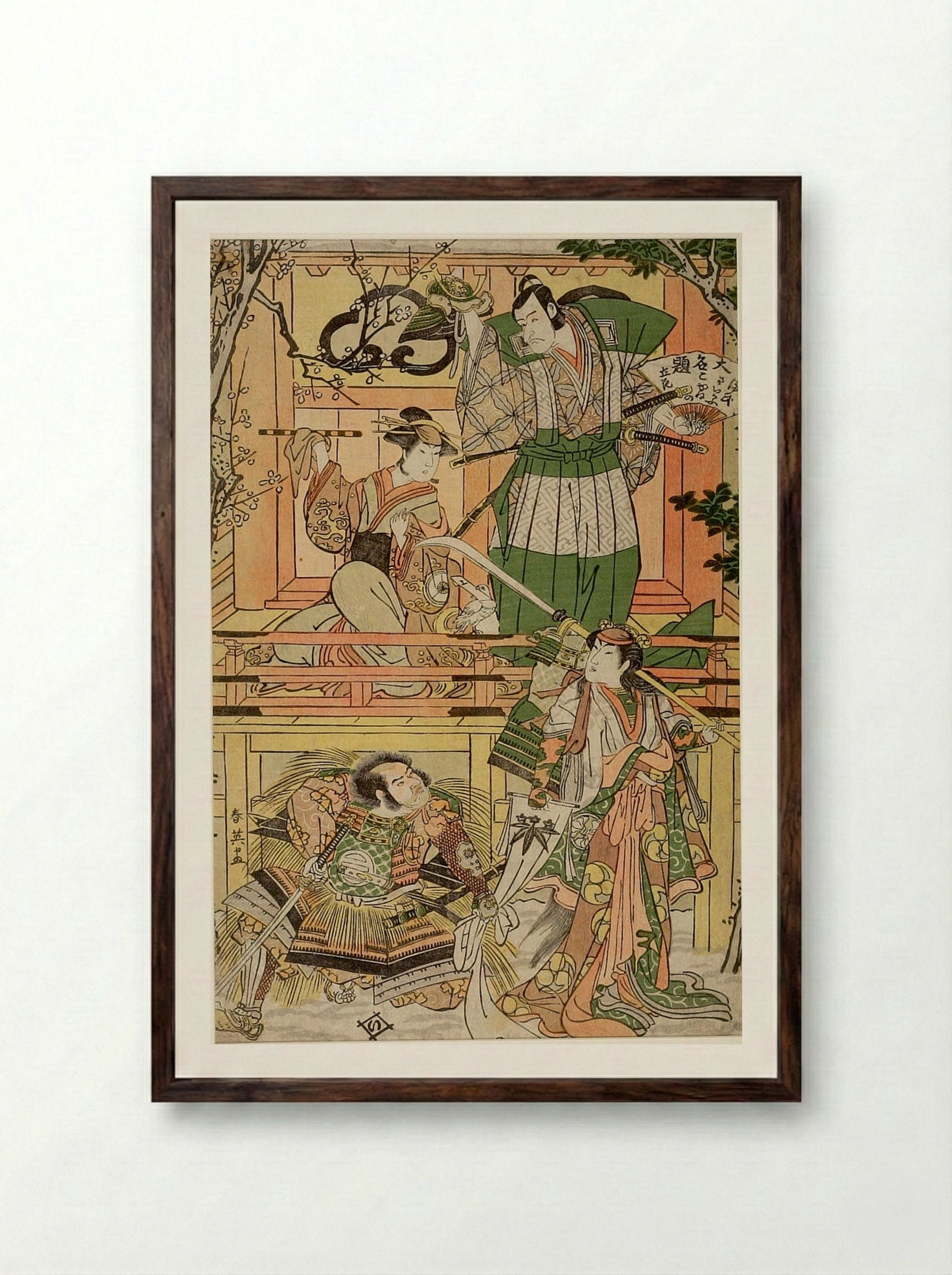 Rebuilt Prosperity of Tachibana - Katsukawa Shun'ei - Framed Print Dark Wood