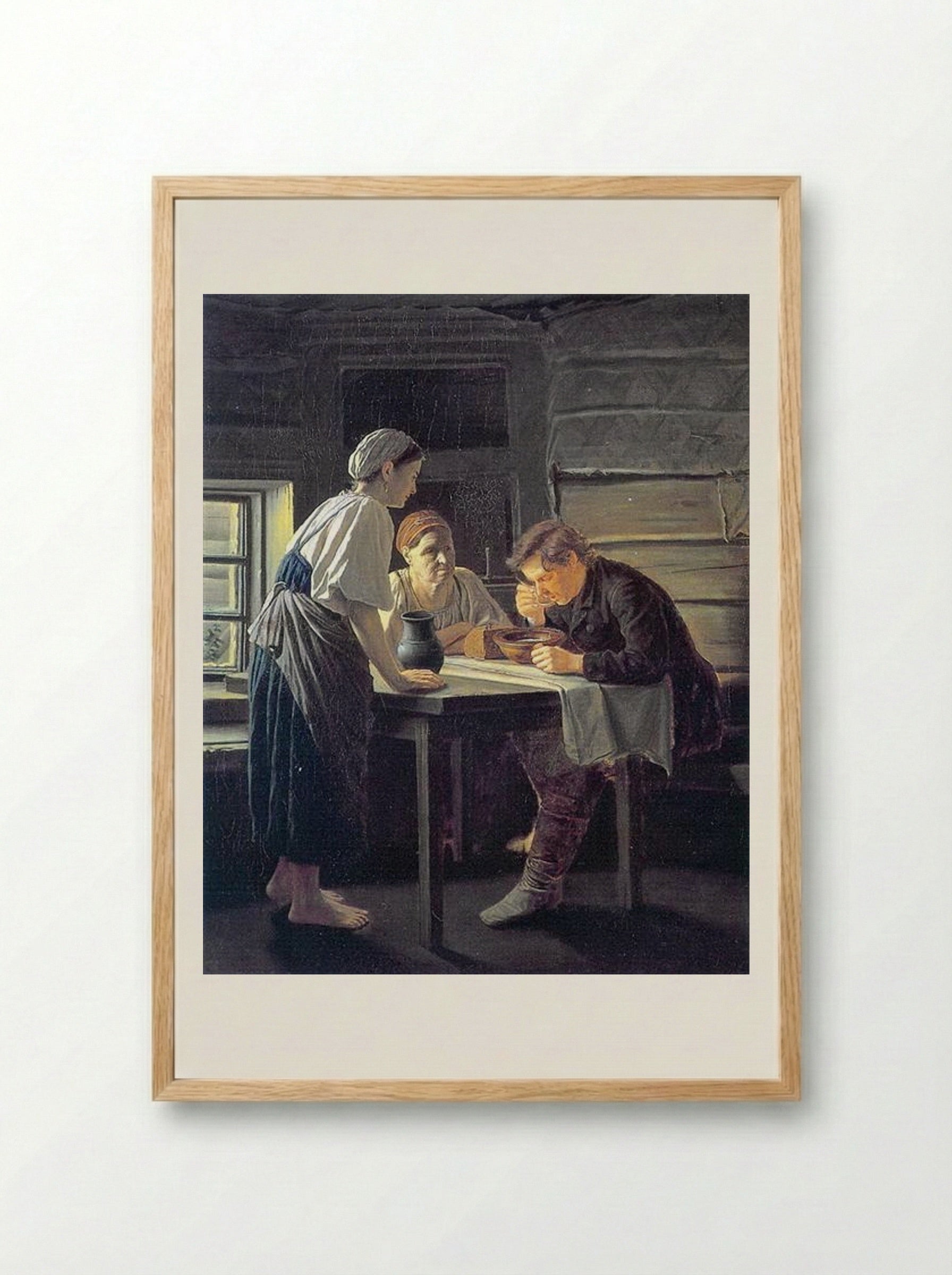 Receiving a Wanderer - Vasily Perov - Framed Print Wood