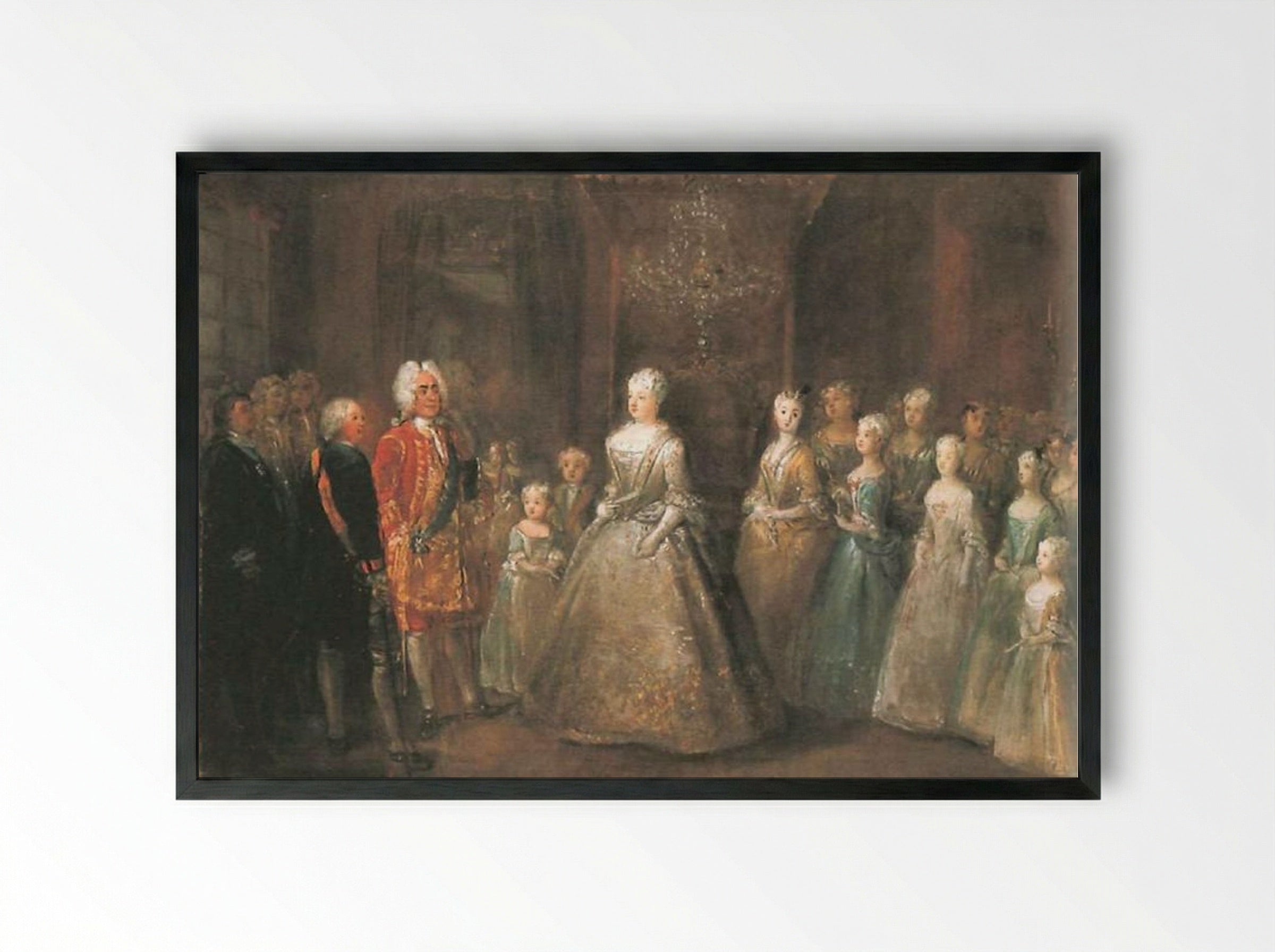 Reception of August the Strong in the Berlin City Palaces - Antoine Pesne - Framed Print Black