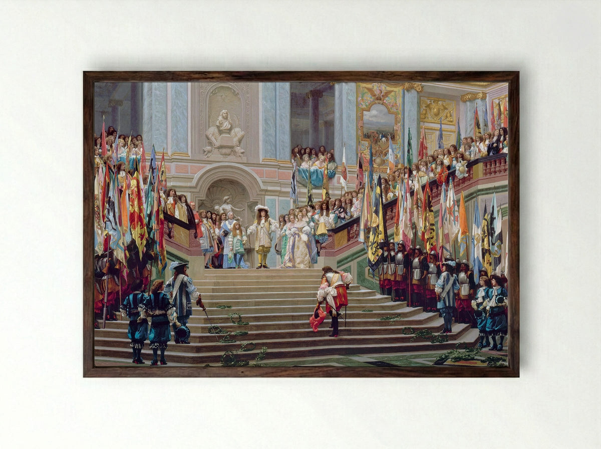 Reception of Le Grand Condé at Versailles - Jean-Léon Gérôme - Framed Print Dark Wood