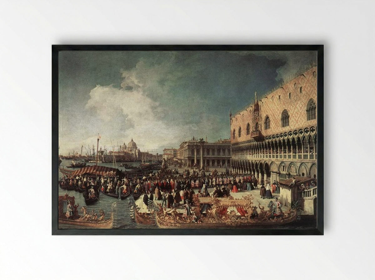 Reception of the Ambassador in the Doge's Palace - Canaletto - Framed Print Black