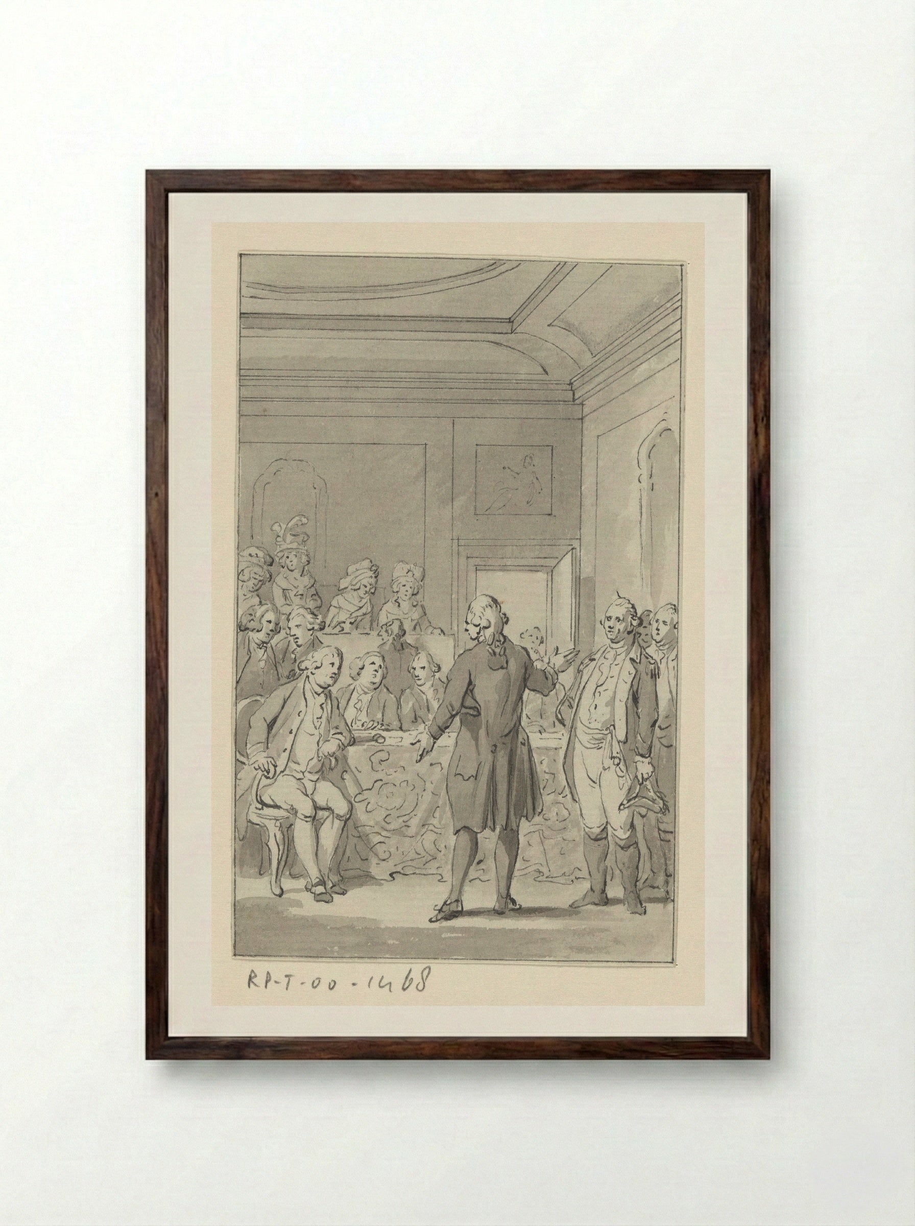 Reception of the First Dutch Envoy in the American Senate, 1783 - Jacobus Buys - Framed Print Dark Wood