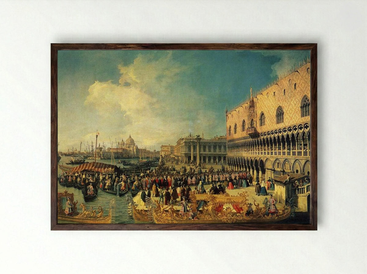 Reception of the Imperial Ambassador at the Doge's Palace - Canaletto - Framed Print Dark Wood