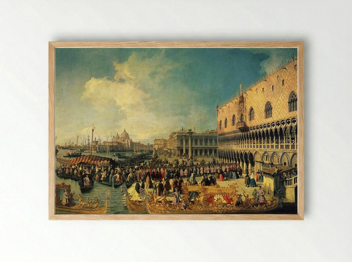 Reception of the Imperial Ambassador at the Doge's Palace - Canaletto - Framed Print Wood