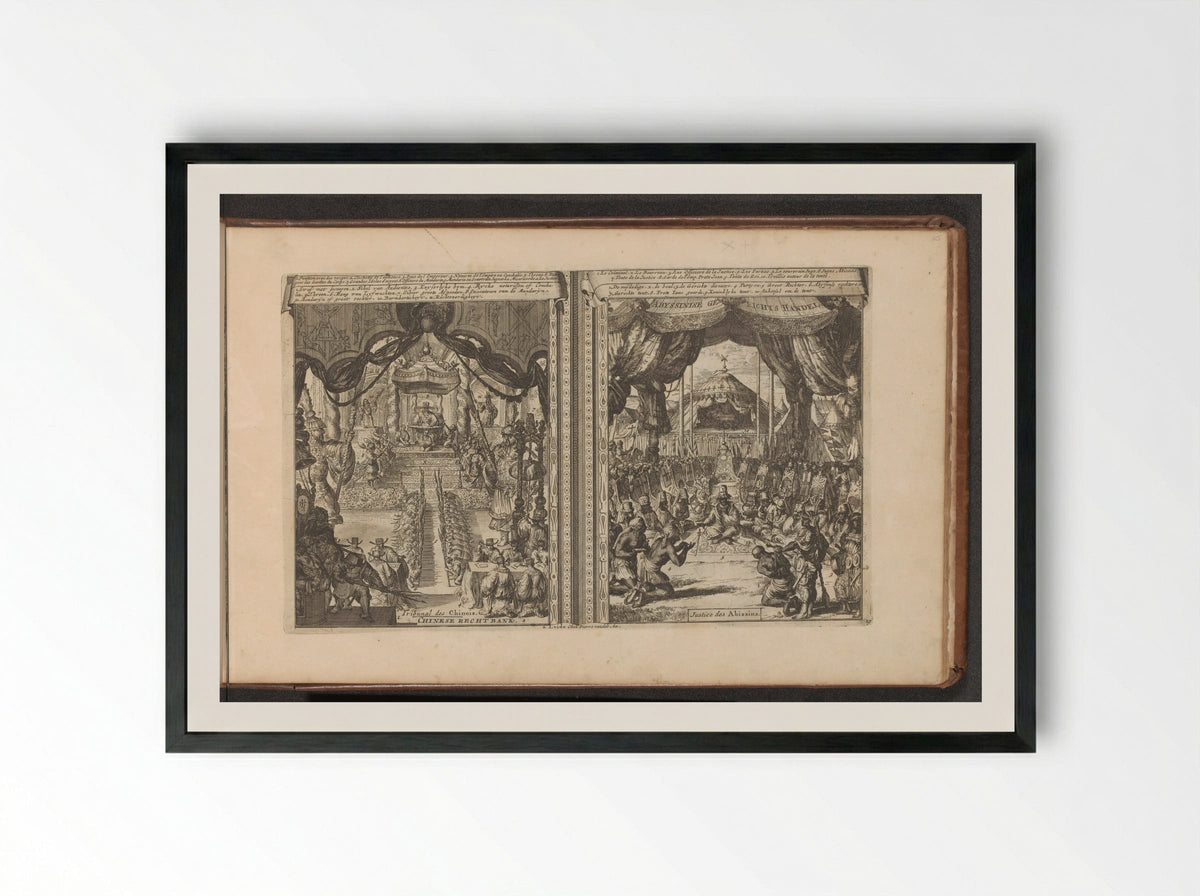Rechtbank in China en Abbesinië - Romeyn de Hooghe - Framed Print Black