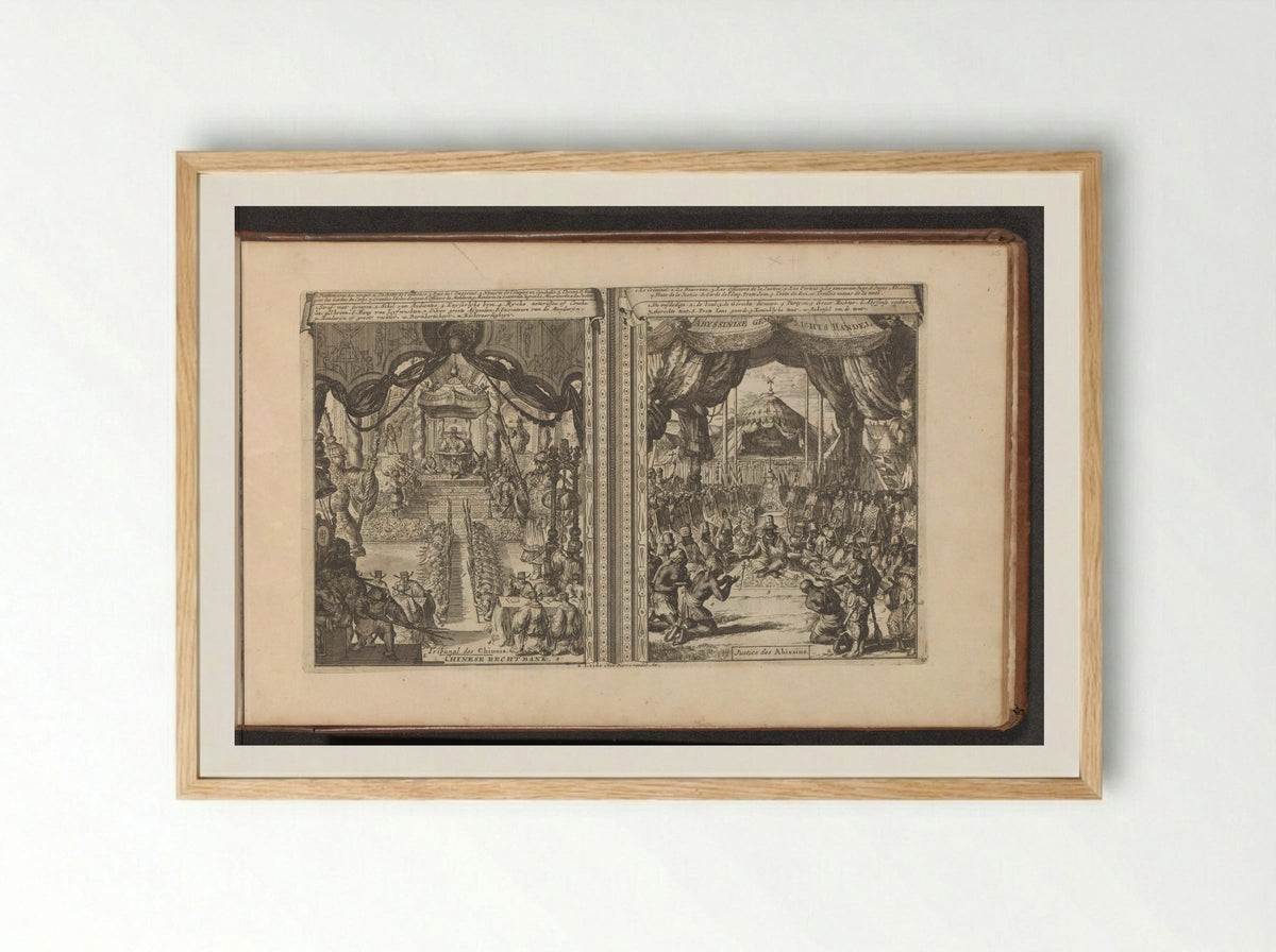 Rechtbank in China en Abbesinië - Romeyn de Hooghe - Framed Print Wood