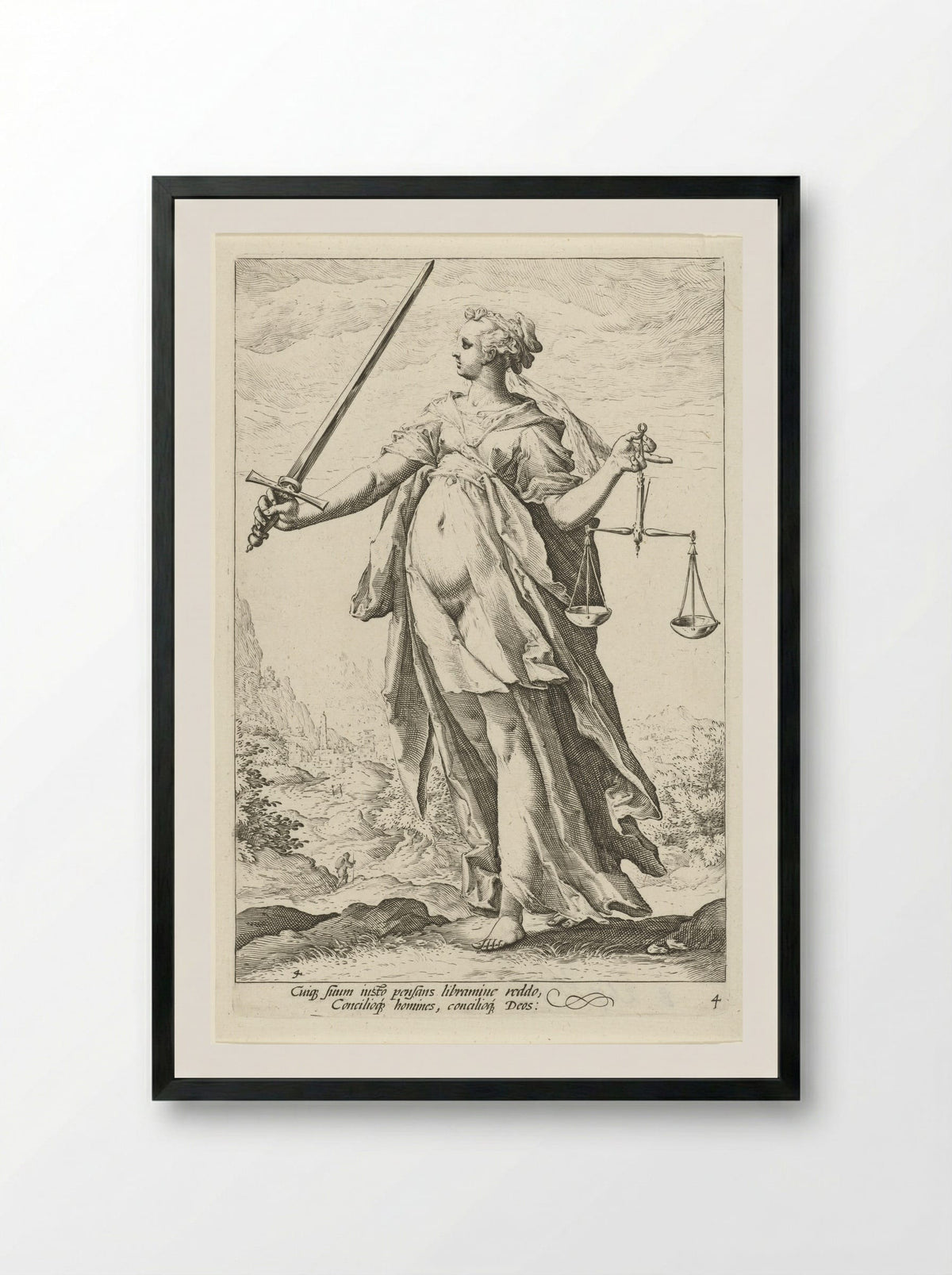 Rechtvaardigheid (Justitia) - Claes Jansz. Visscher (II) - Framed Print Black