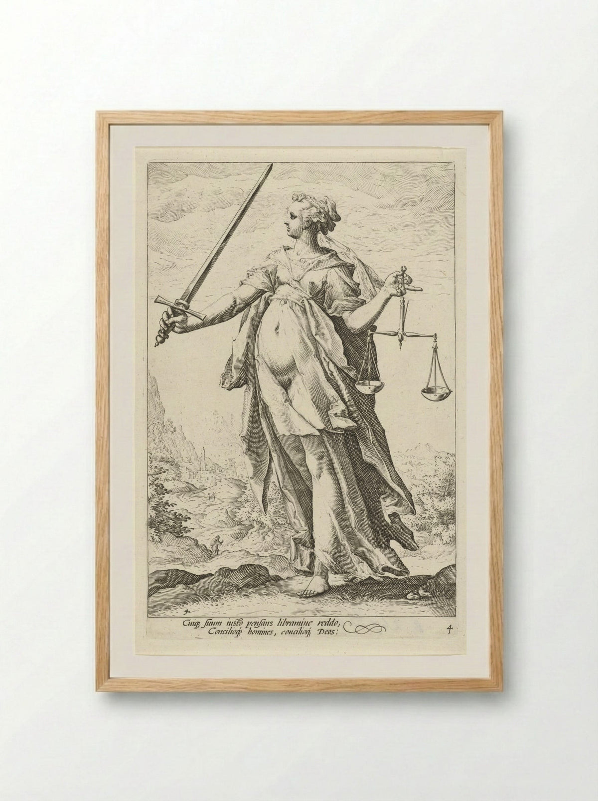Rechtvaardigheid (Justitia) - Claes Jansz. Visscher (II) - Framed Print Wood