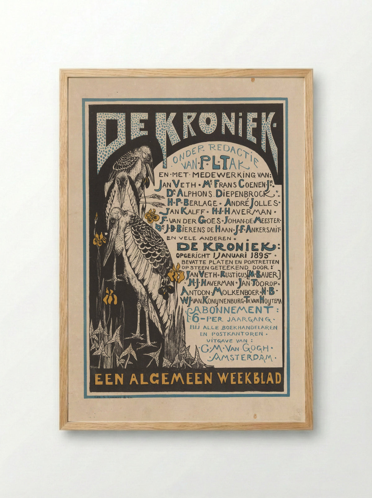 Reclamekaart voor 'De Kroniek' - Samuel Lankhout & Co. - Framed Print Wood