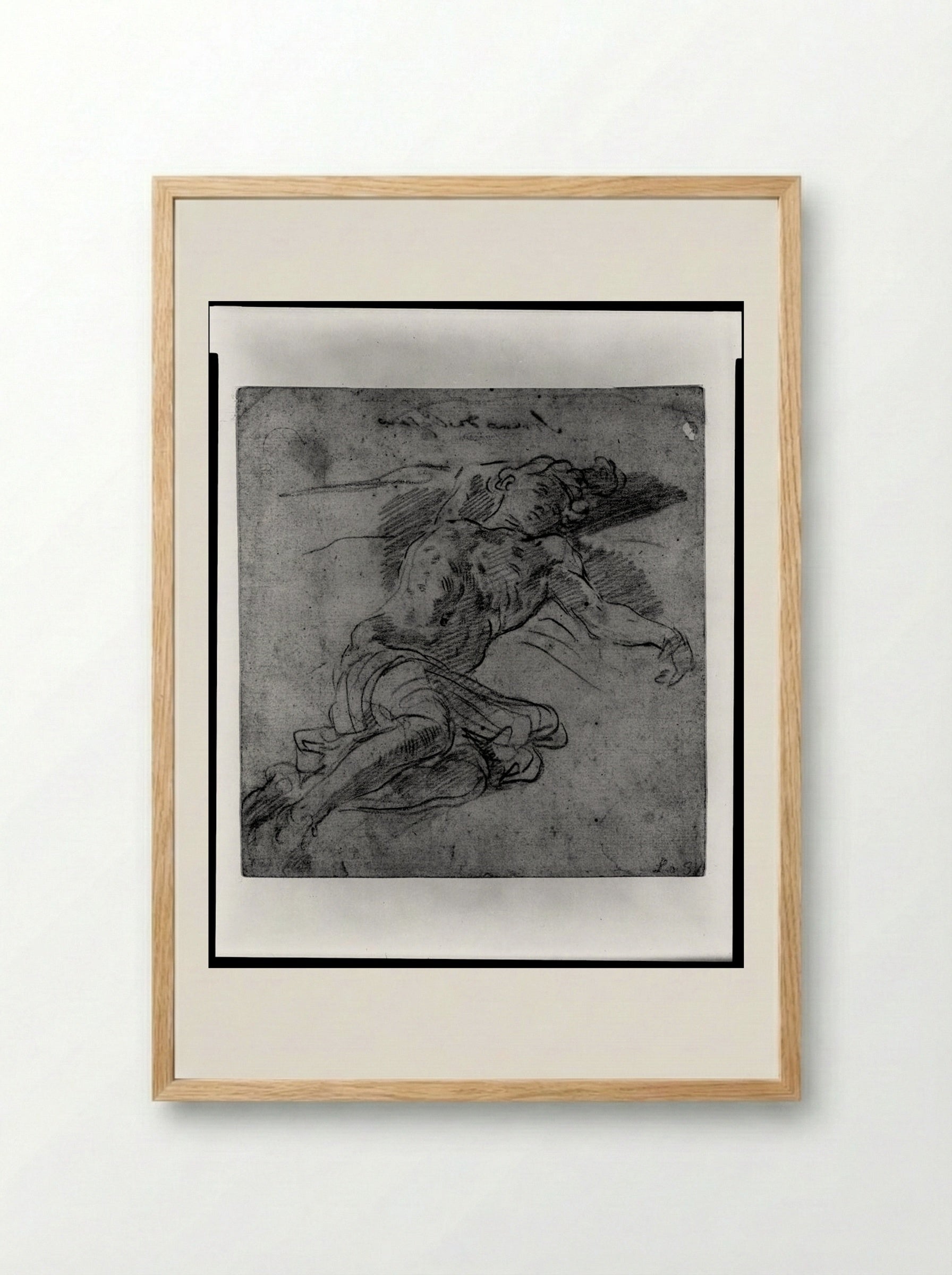 Reclining Male Nude - Simone Cantarini - Framed Print Wood