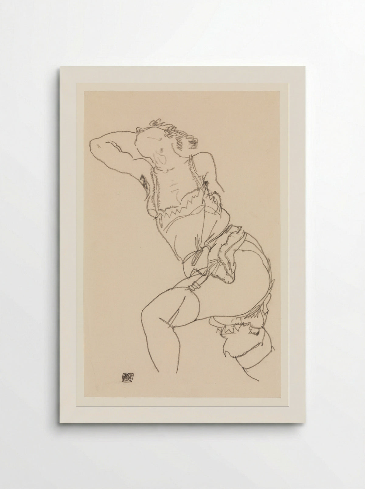 Reclining Model in Chemise and Stockings - Egon Schiele - Poster