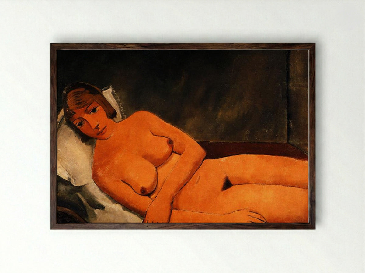 Reclining Nude - Paul Delvaux - Framed Print Dark Wood