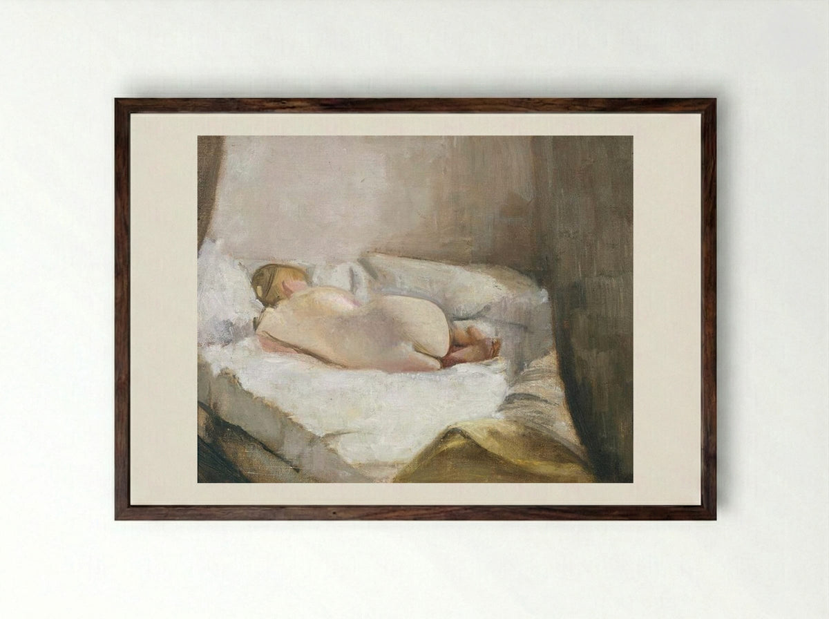 Reclining Nude - Victor Pasmore - Framed Print Dark Wood