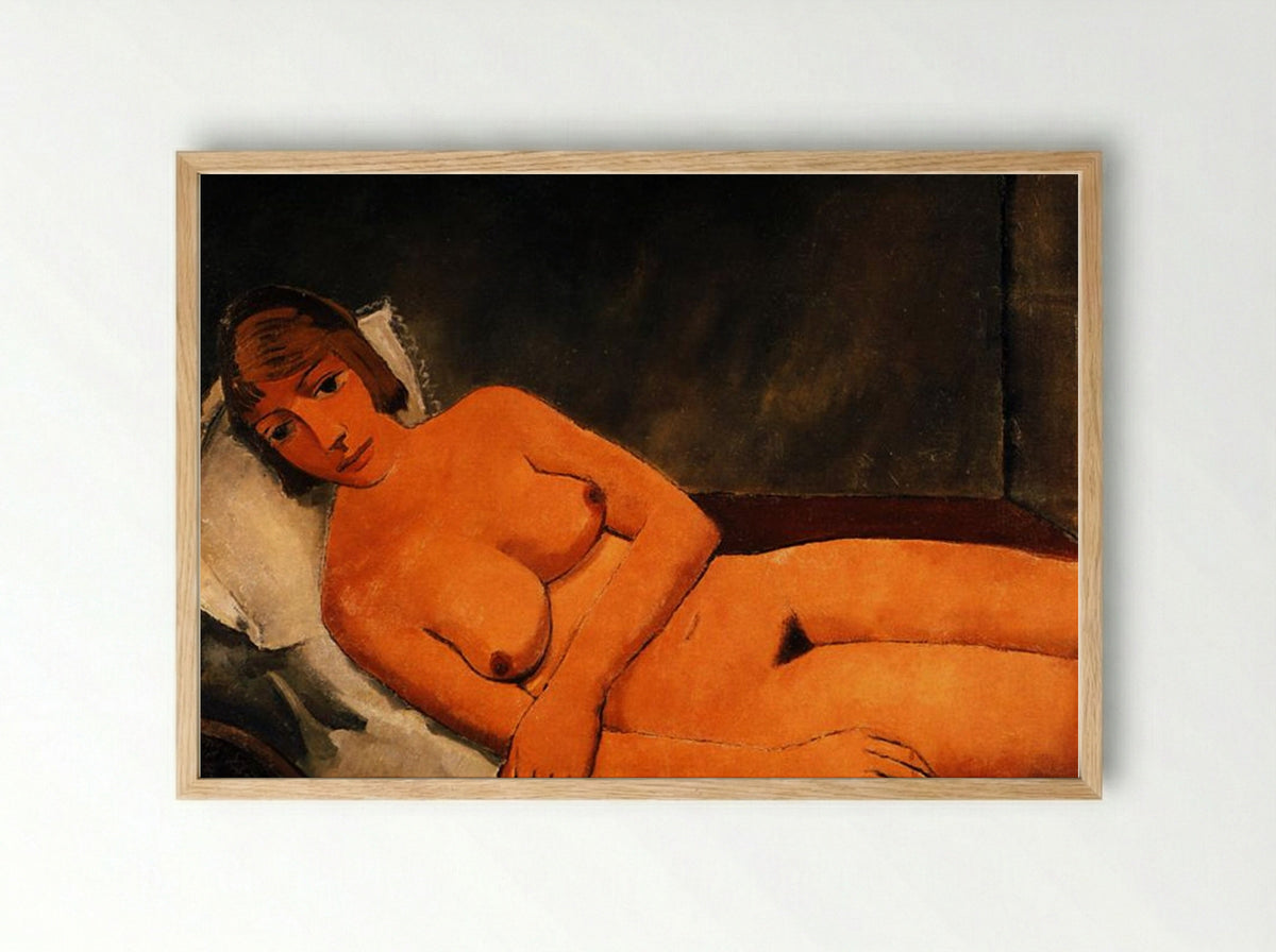 Reclining Nude - Paul Delvaux - Framed Print Wood