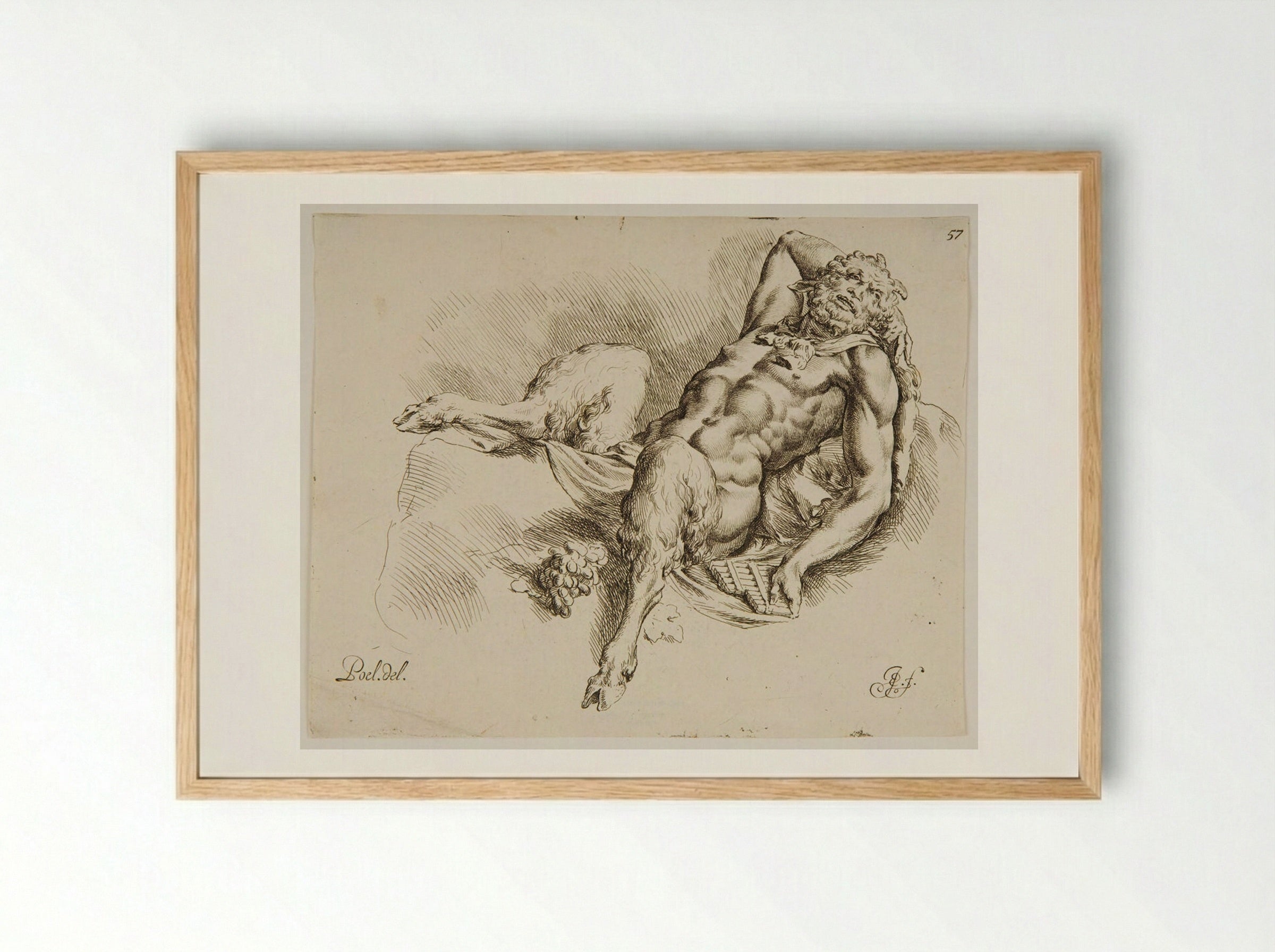 Reclining Pan - Jan de Bisschop - Framed Print Wood
