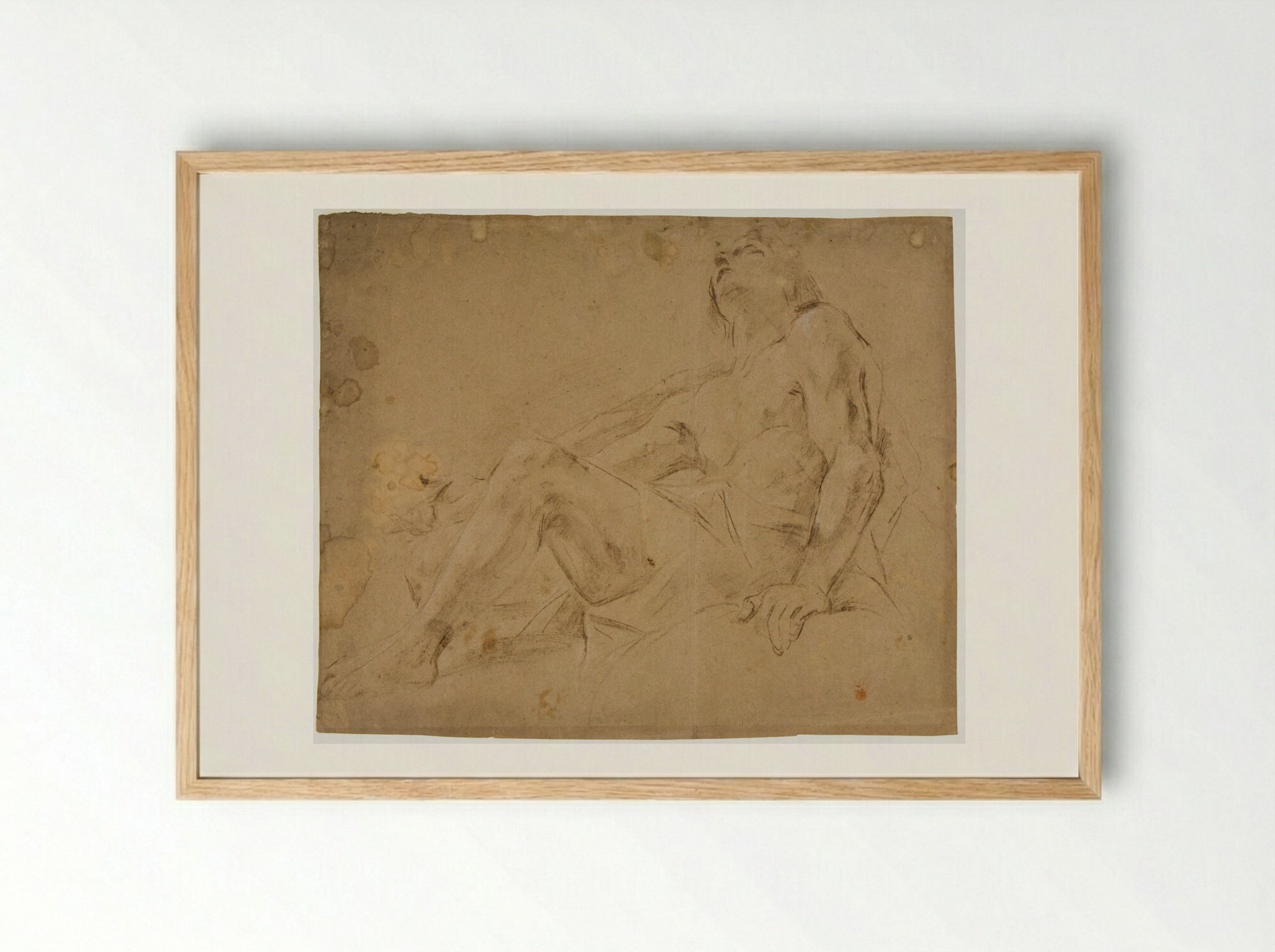 Reclining Youth Looking Upwards - Giovanni Lanfranco - Framed Print Wood