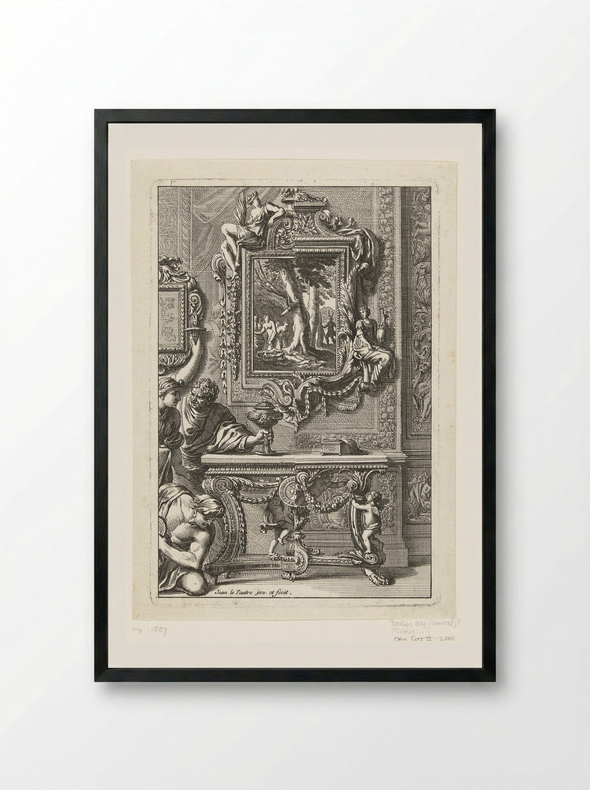 Rectangular Mirror with Diana and Actaeon - Jean Lepautre - Framed Print Black