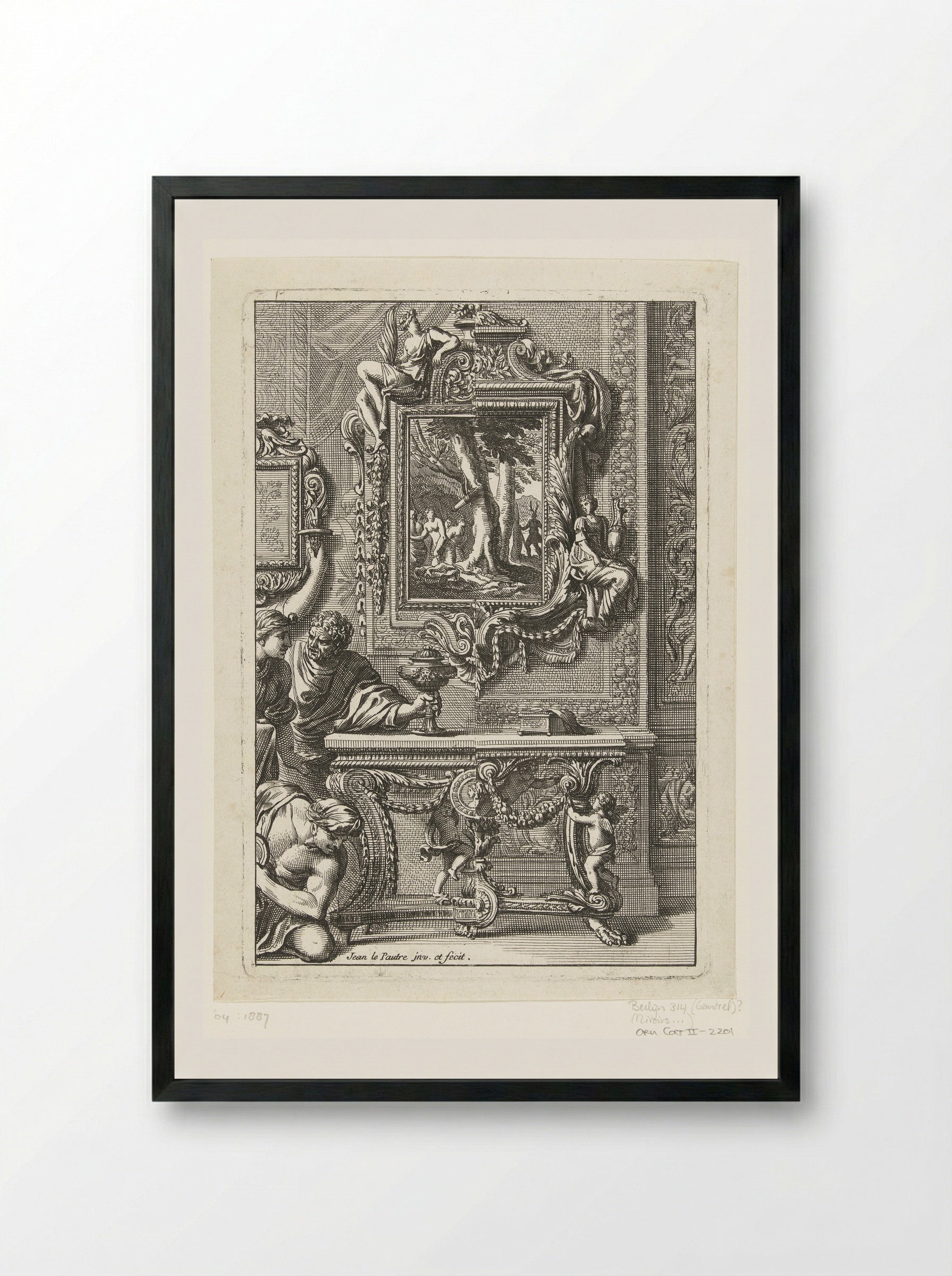 Rectangular Mirror with Diana and Actaeon - Jean Lepautre - Framed Print Black