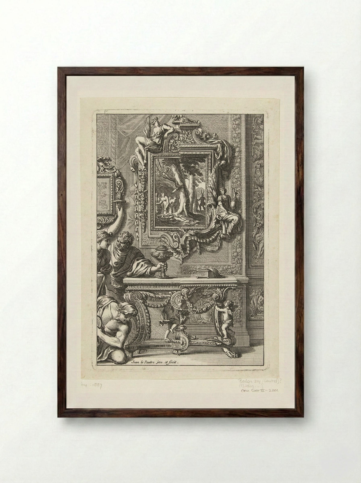 Rectangular Mirror with Diana and Actaeon - Jean Lepautre - Framed Print Dark Wood
