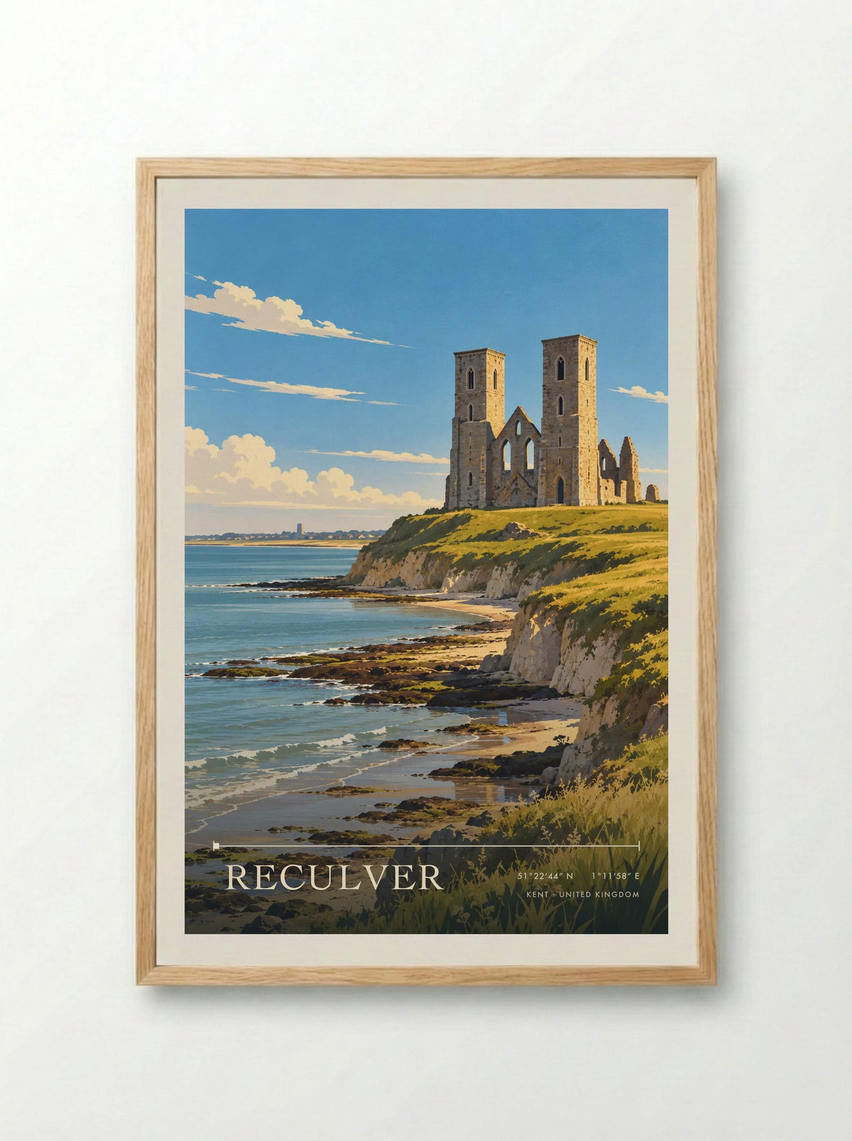 Reculver, Kent | Travel Poster - Framed Print Wood