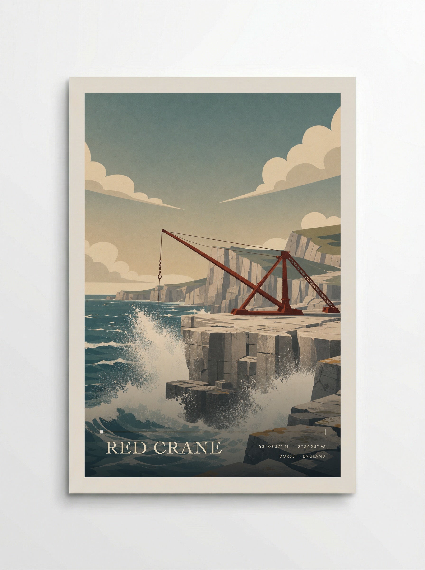 Red Crane Dorset England Travel Poster - Poster