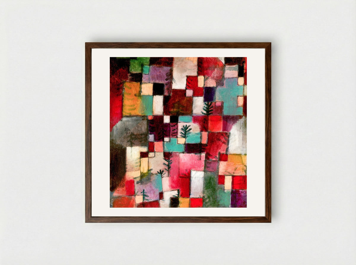 Red, Green and Violet-Yellow Rhythms - Paul Klee - Framed Print Dark Wood