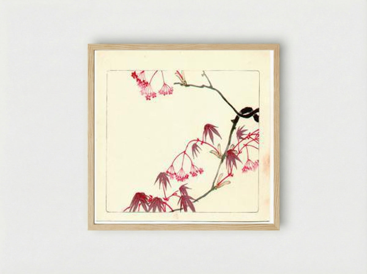 Red Maple - Hana Kurabe - Framed Print Wood