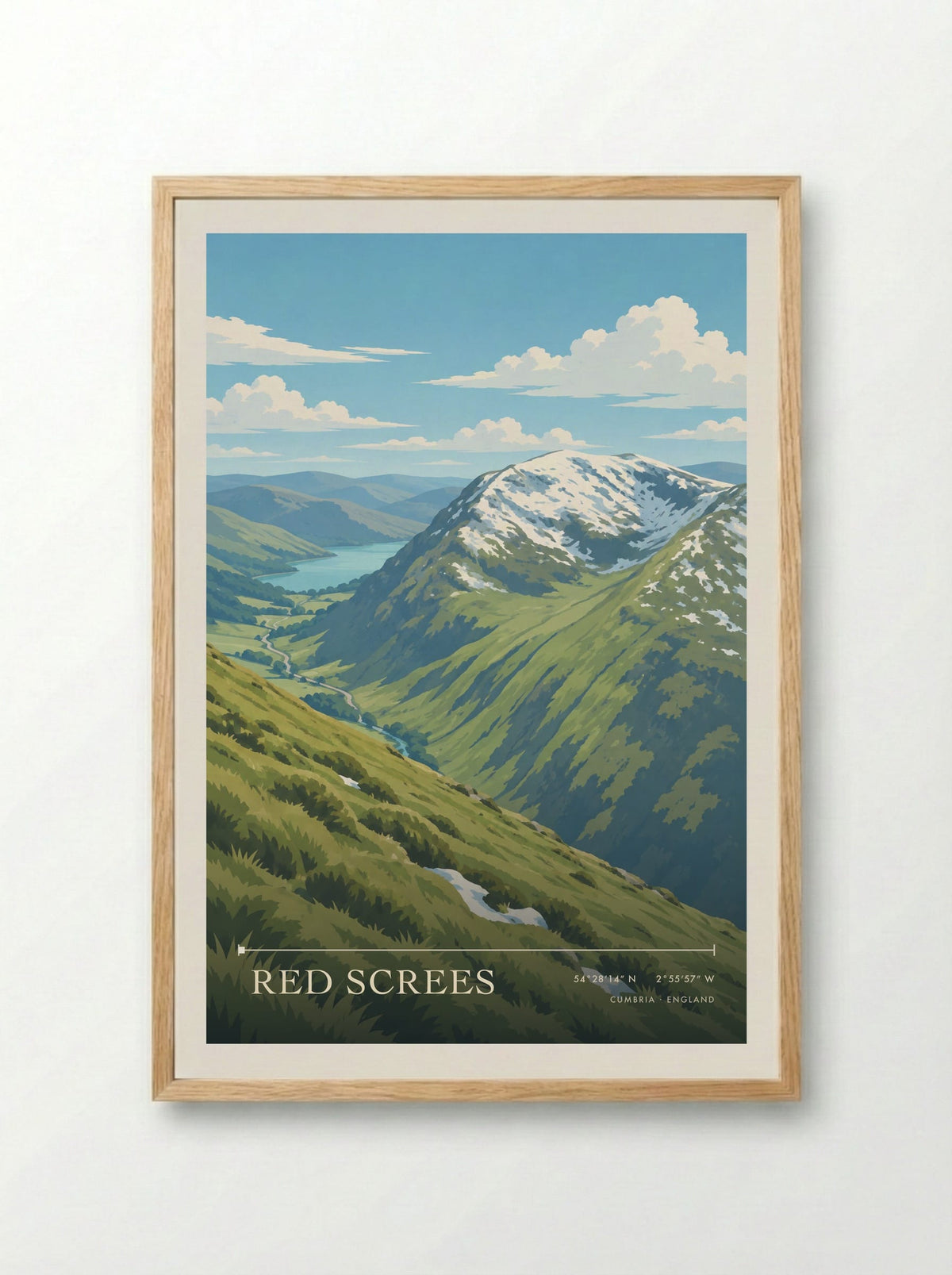 Red Screes, Cumbria | Travel Poster - Framed Print Wood