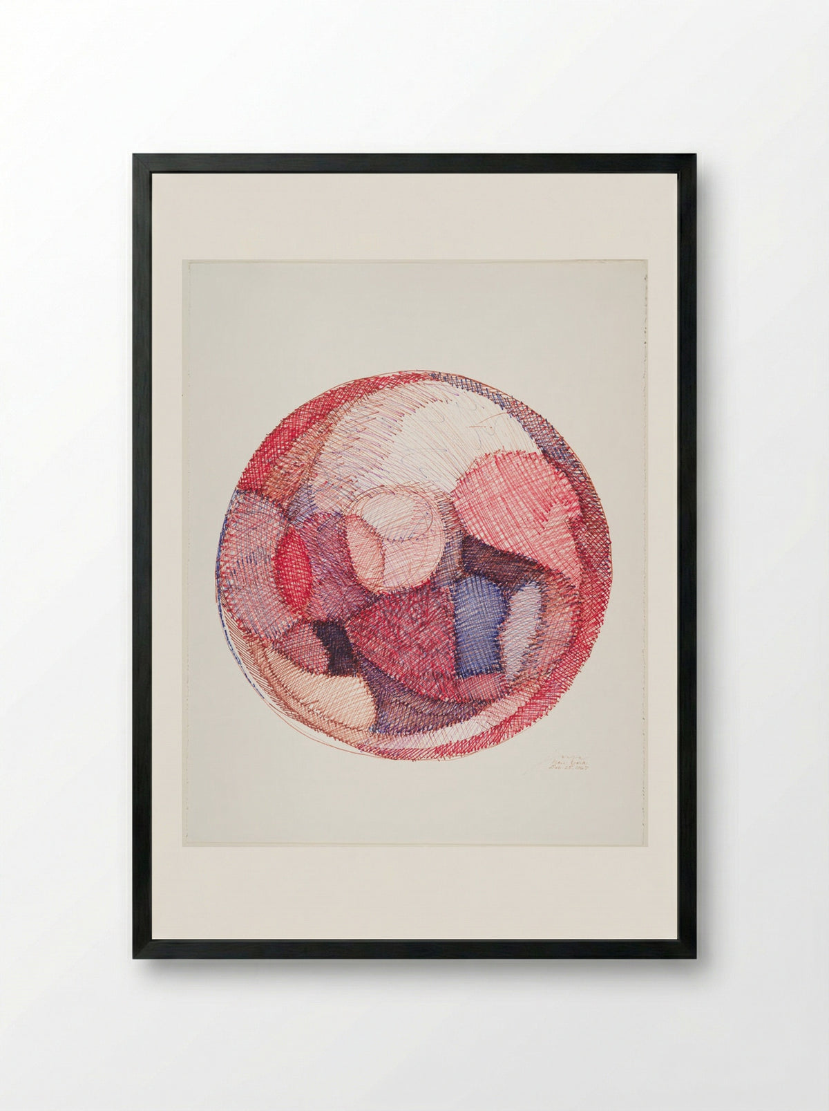 Red Sphere - José Tanig Joya - Framed Print Black