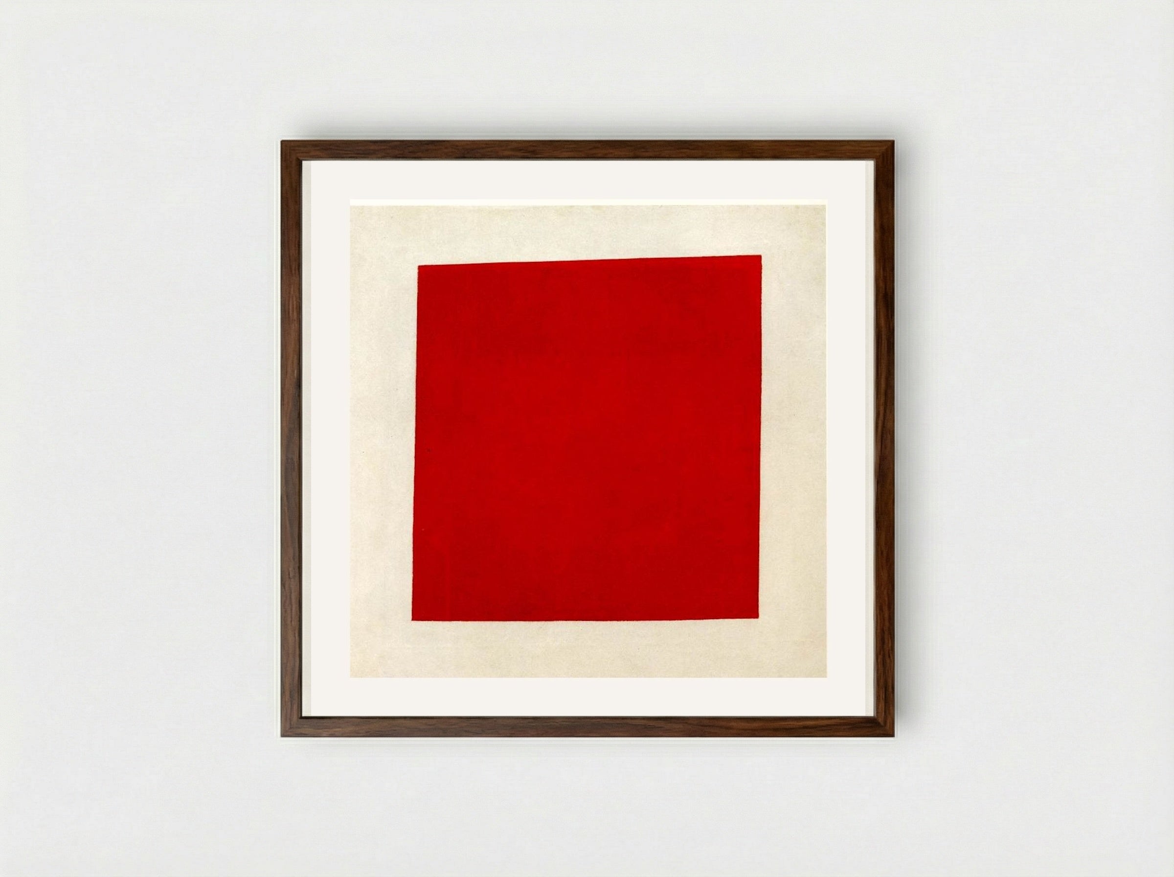 Red Square: Painterly Realism of a Peasant Woman in Two Dimensions - Kazimir Malevich - Framed Print Dark Wood