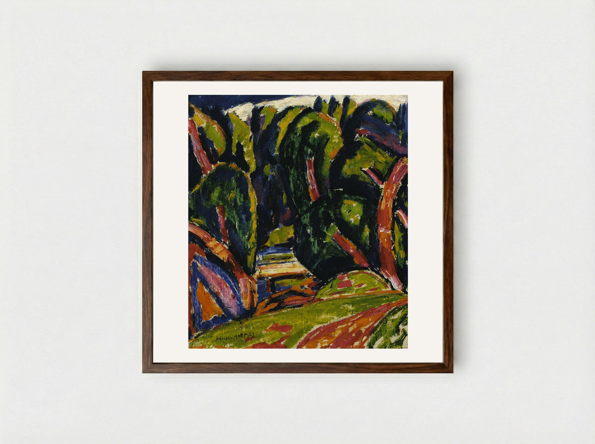 Red Tree - Marsden Hartley - Framed Print Dark Wood