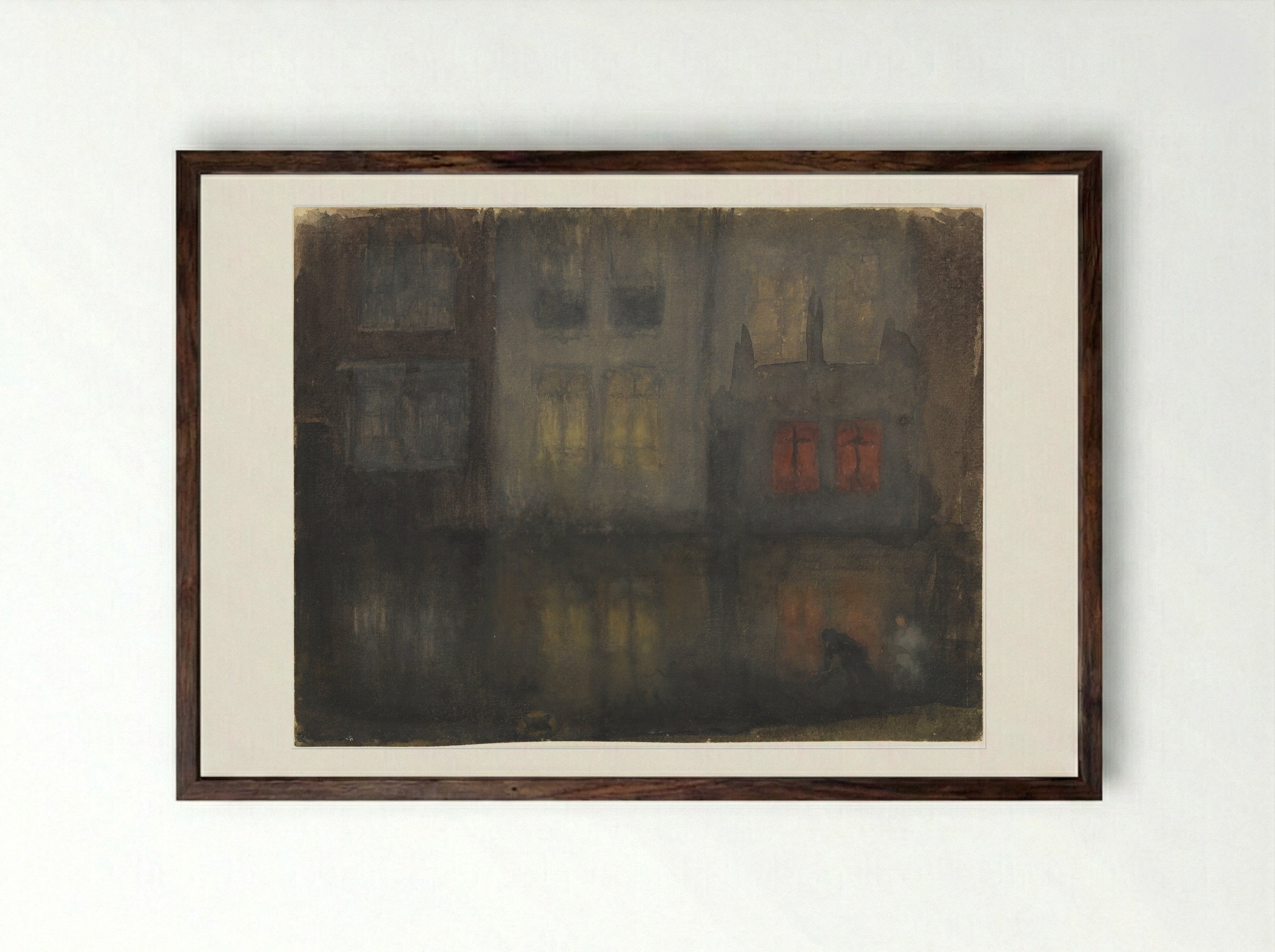 Red and Black (Nocturne) - James Abbott McNeill Whistler - Framed Print Dark Wood